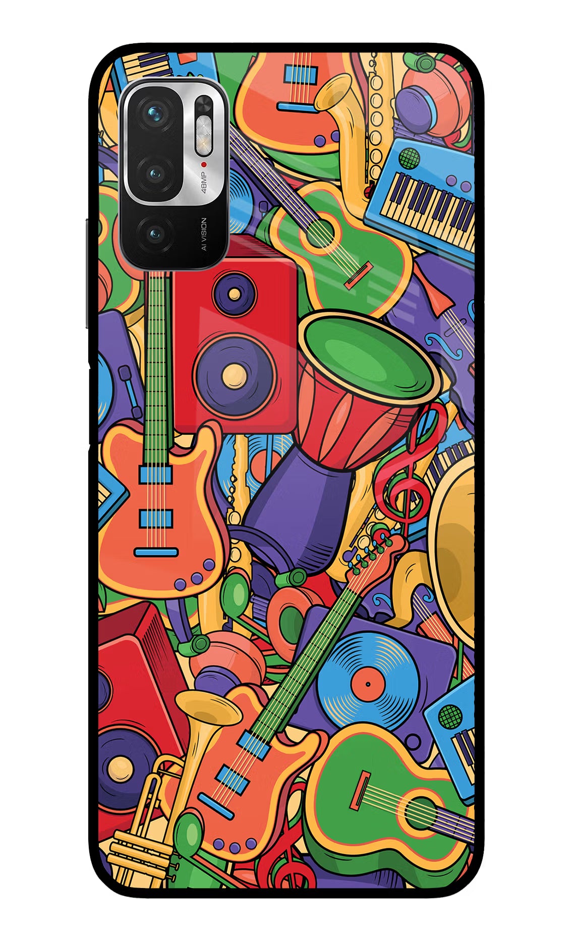 Music Instrument Doodle Redmi Note 10T 5G Glass Case - Music Instrument Doodle Redmi Note 10T 5G Glass Case Music Instrument Doodle Redmi Note 10T 5G Glass Case