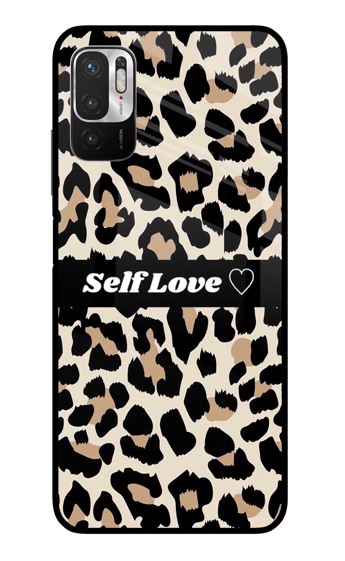 Leopard Print Self Love Redmi Note 10T 5G Back Cover - Leopard Print Self Love Redmi Note 10T 5G Glass Case Back Cover by Casekaro Leopard Print Self Love Redmi Note 10T 5G Glass Case Back Cover by Casekaro