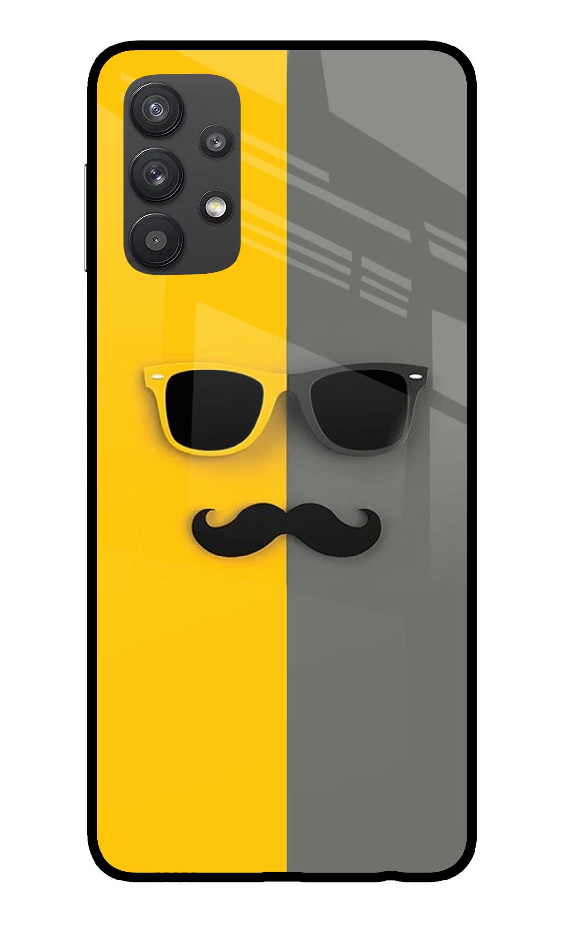 Sunglasses with Mustache Samsung M32 5G Glass Case - Sunglasses with Mustache Samsung M32 5G Glass Case Sunglasses with Mustache Samsung M32 5G Glass Case