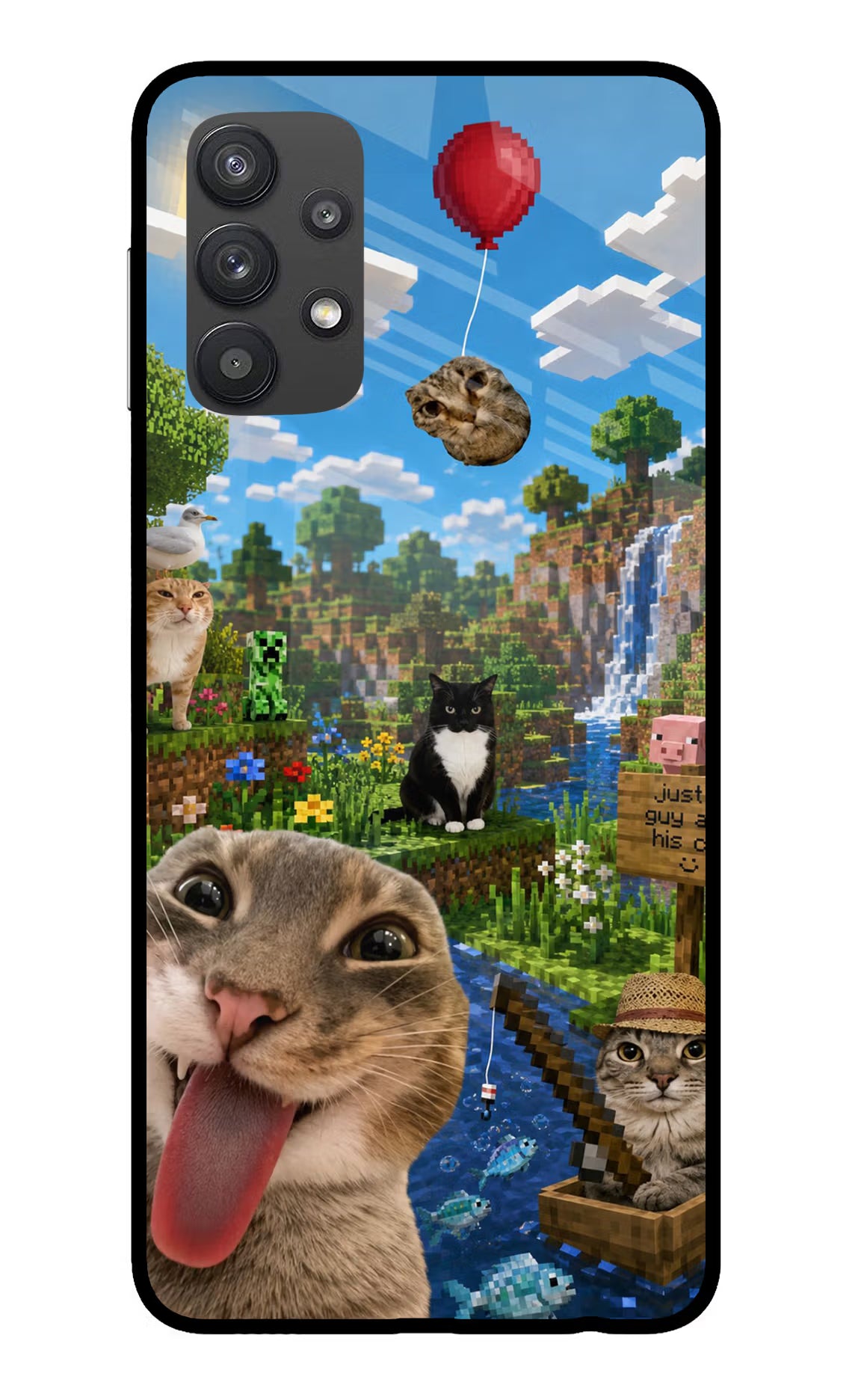 Minecraft Cat Chaos Samsung M32 5G Glass Case - Minecraft Cat Chaos Samsung M32 5G Glass Case Minecraft Cat Chaos Samsung M32 5G Glass Case