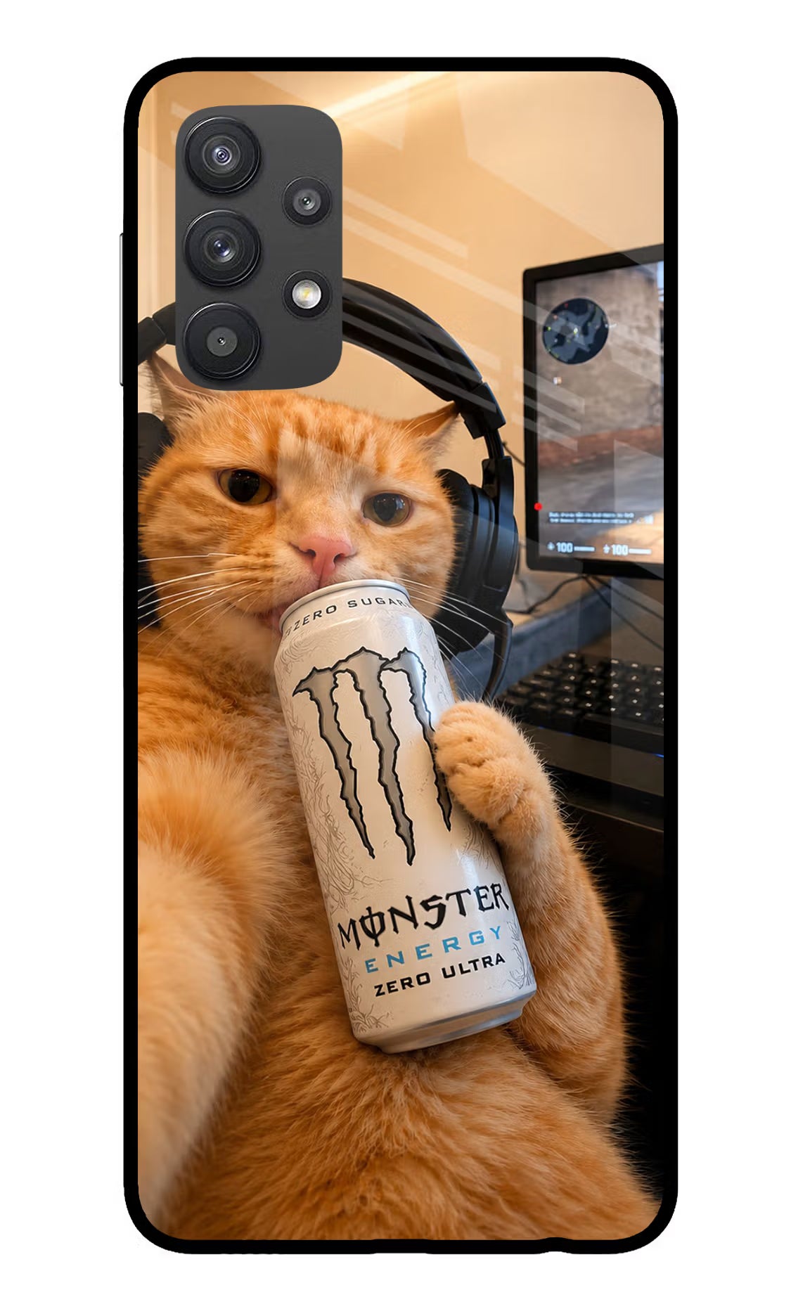 Gamer Cat Energy Samsung M32 5G Glass Case - Gamer Cat Energy Samsung M32 5G Glass Case Gamer Cat Energy Samsung M32 5G Glass Case