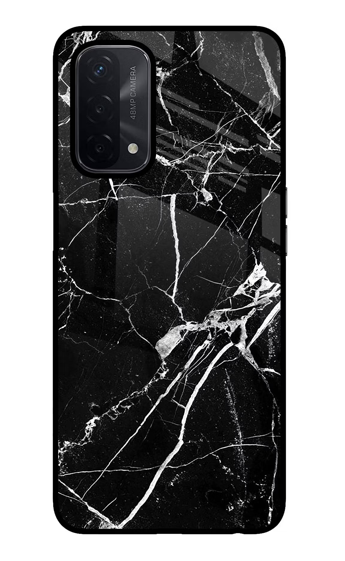 Black Marble Pattern Oppo A74 5G Back Cover - Black Marble Pattern Oppo A74 5G Glass Case Back Cover by Casekaro Black Marble Pattern Oppo A74 5G Glass Case Back Cover by Casekaro
