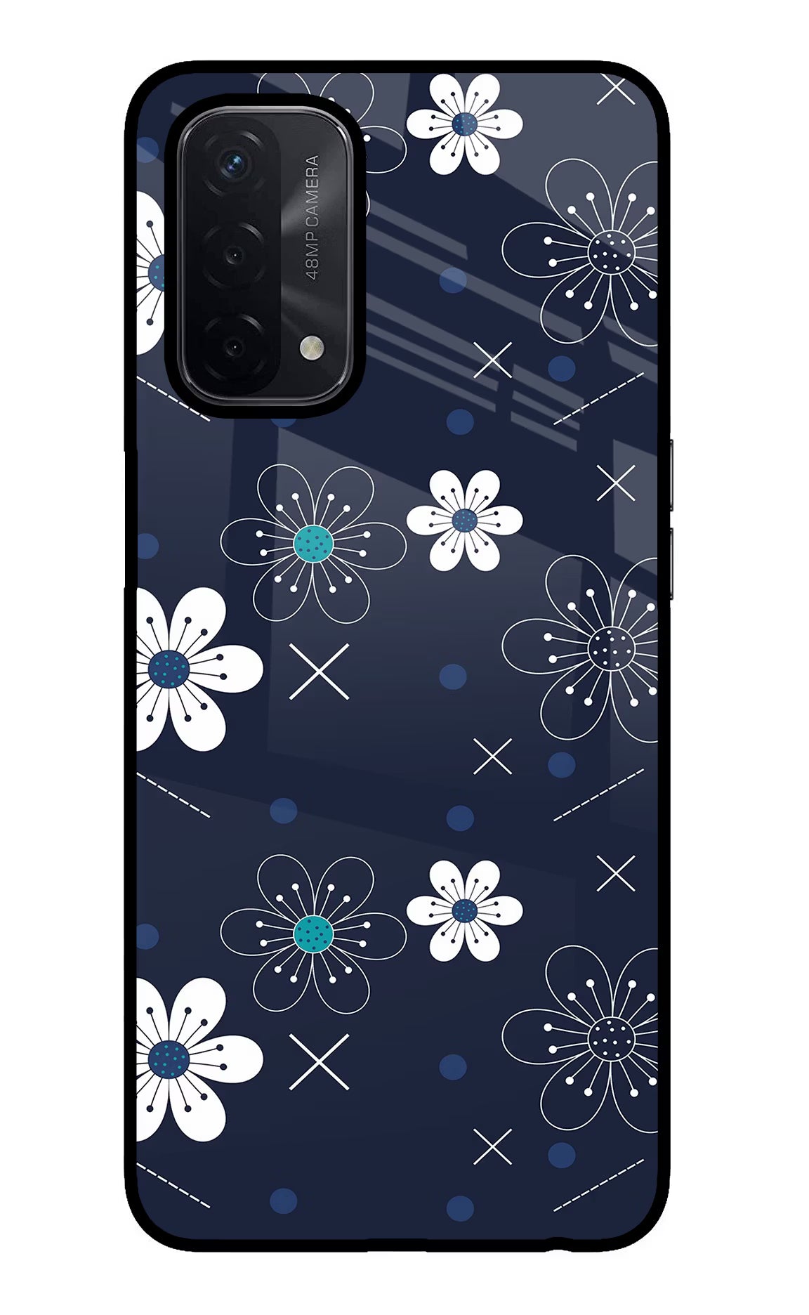 Flowers Oppo A74 5G Back Cover - Flowers Oppo A74 5G Glass Case Back Cover by Casekaro Flowers Oppo A74 5G Glass Case Back Cover by Casekaro