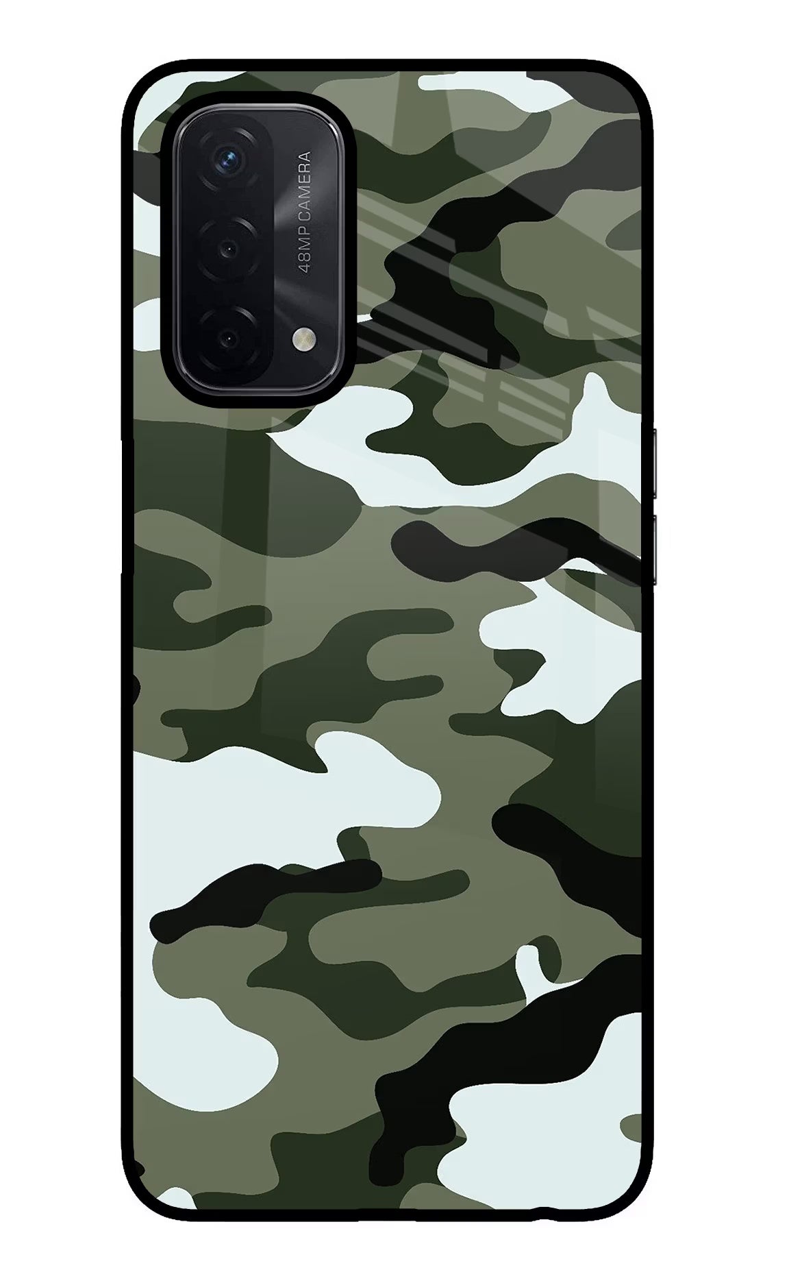 Camouflage Oppo A74 5G Back Cover - Camouflage Oppo A74 5G Glass Case Back Cover by Casekaro Camouflage Oppo A74 5G Glass Case Back Cover by Casekaro