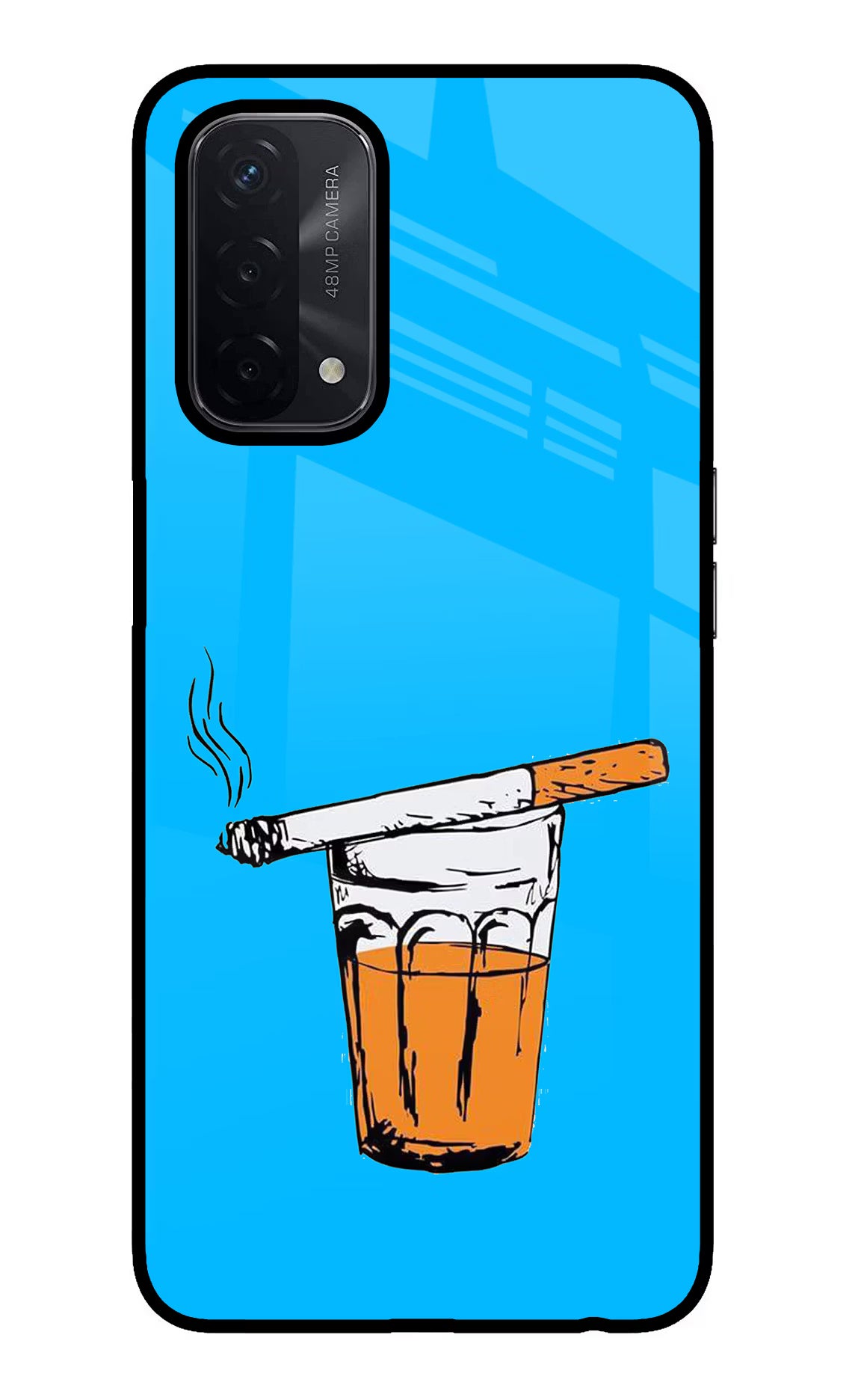 Chai Sutta Oppo A74 5G Back Cover - Chai Sutta Oppo A74 5G Glass Case Back Cover by Casekaro Chai Sutta Oppo A74 5G Glass Case Back Cover by Casekaro