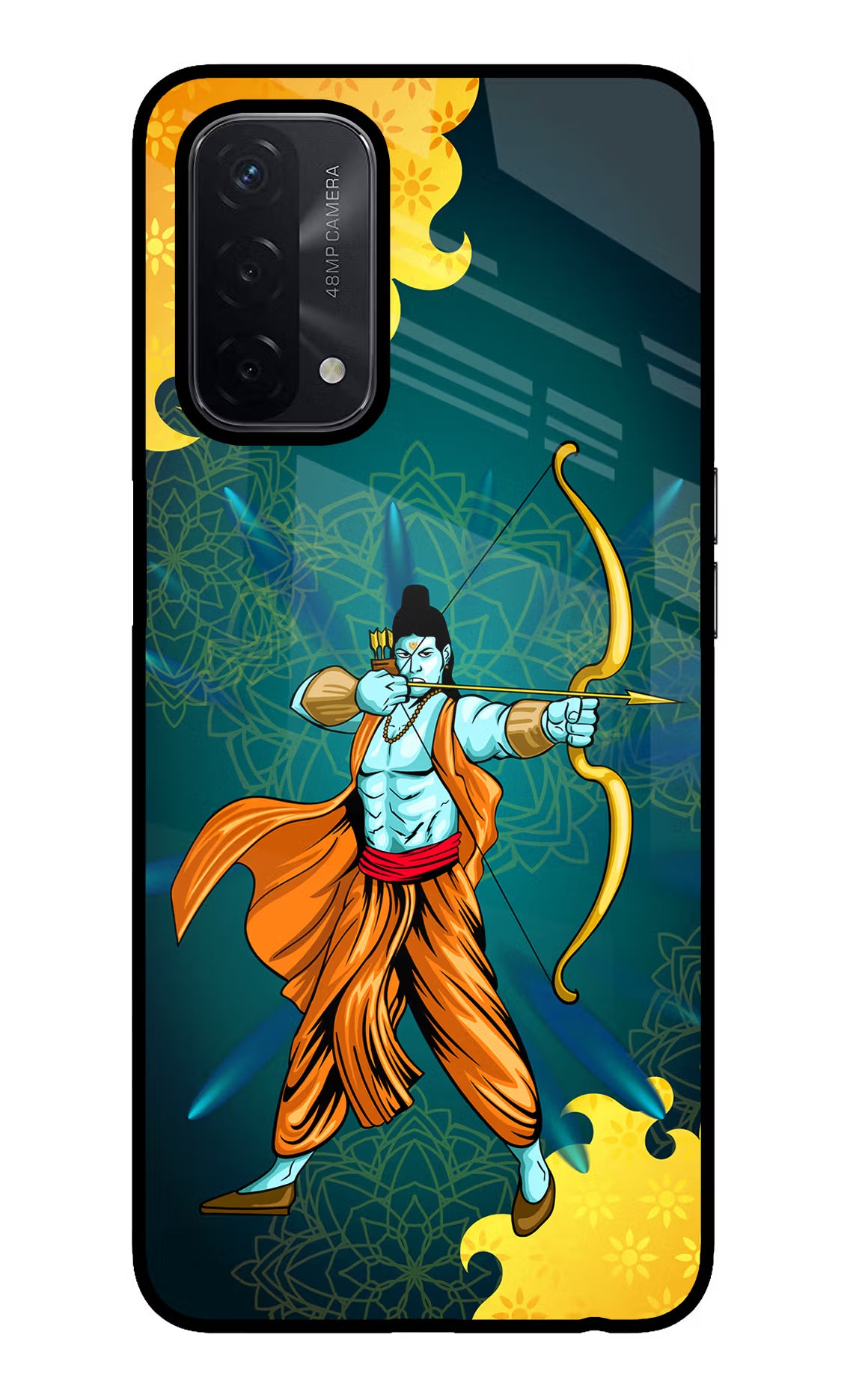 Lord Ram - 6 Oppo A74 5G Back Cover - Lord Ram - 6 Oppo A74 5G Glass Case Back Cover by Casekaro Lord Ram - 6 Oppo A74 5G Glass Case Back Cover by Casekaro