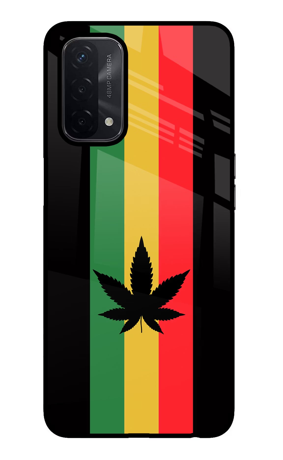 Weed Flag Oppo A74 5G Back Cover - Weed Flag Oppo A74 5G Glass Case Back Cover by Casekaro Weed Flag Oppo A74 5G Glass Case Back Cover by Casekaro