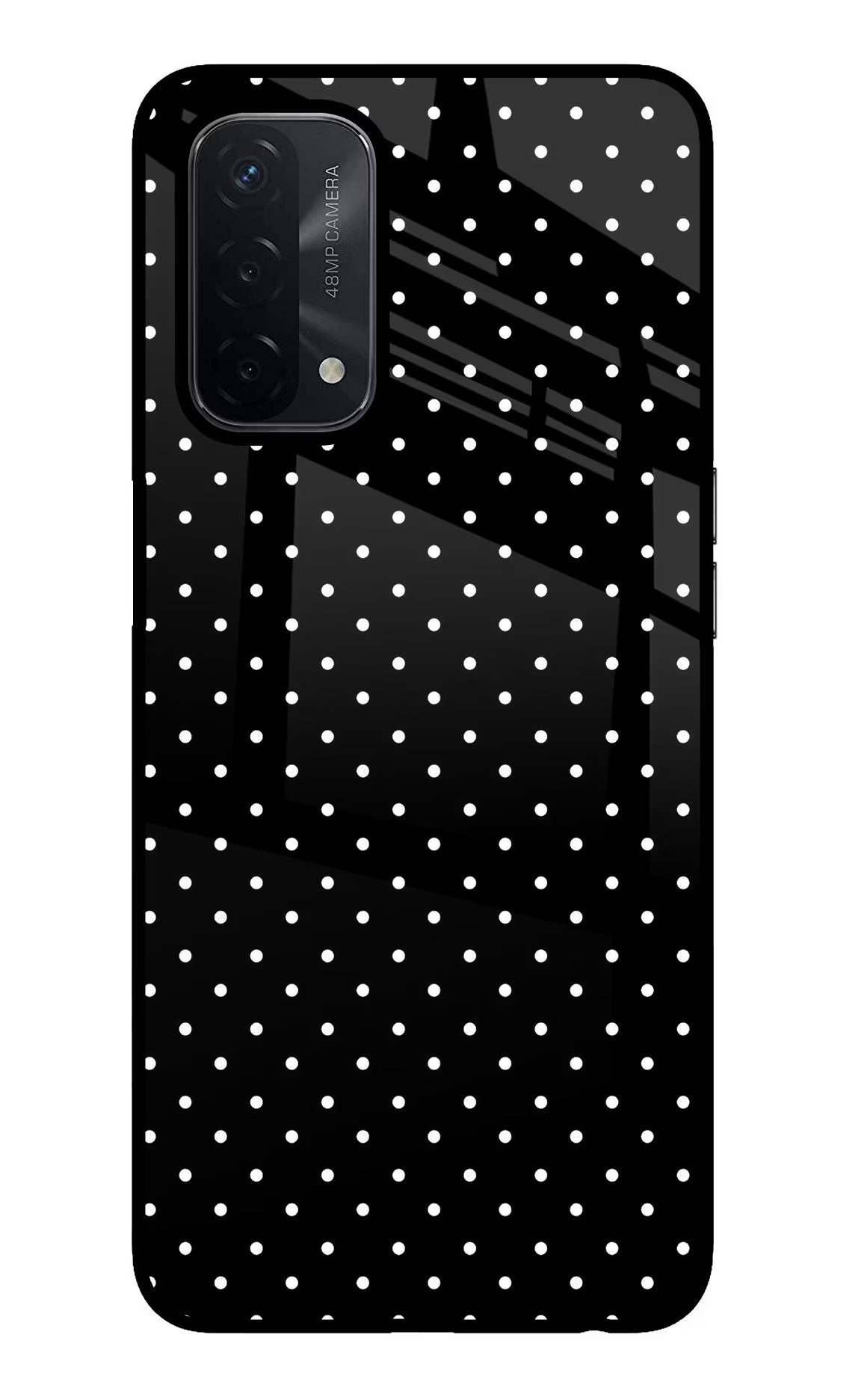 White Dots Oppo A74 5G Back Cover - White Dots Oppo A74 5G Glass Case Back Cover by Casekaro White Dots Oppo A74 5G Glass Case Back Cover by Casekaro