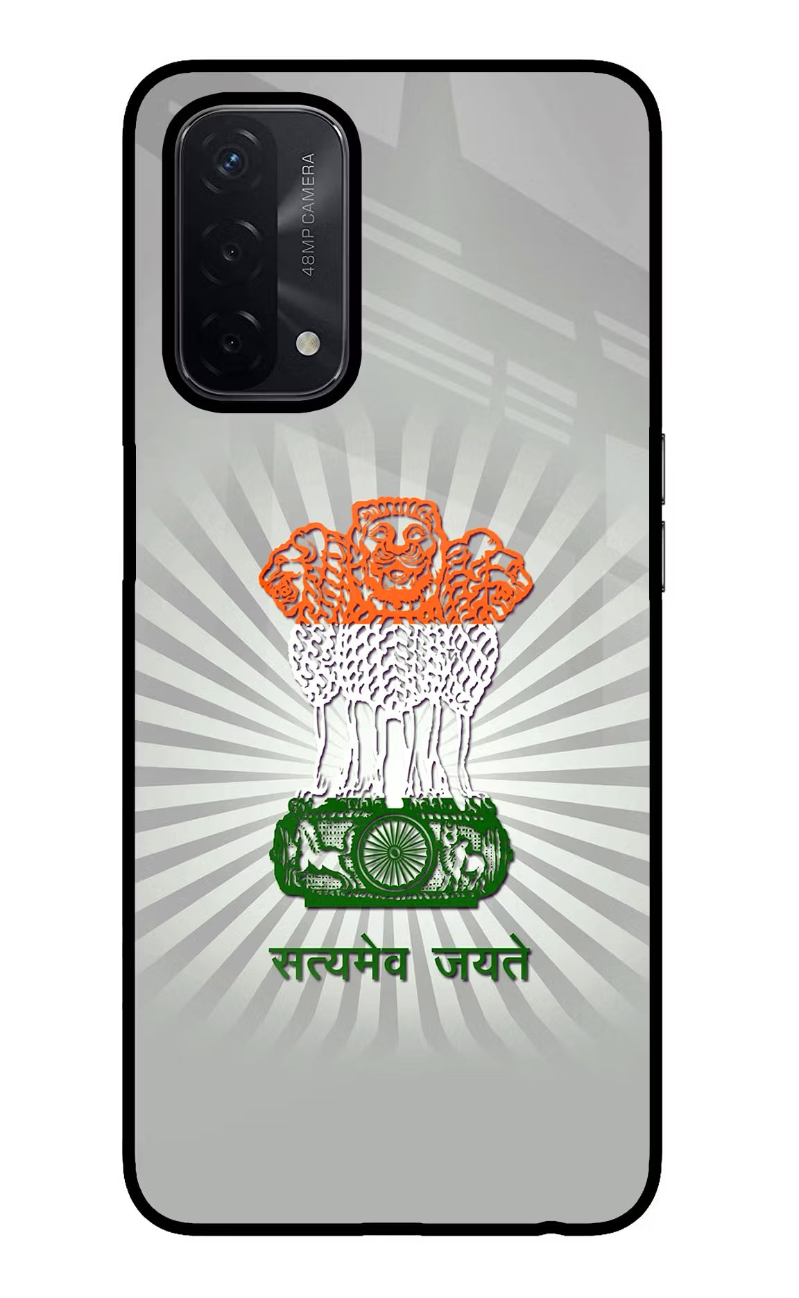 Satyamev Jayate Art Oppo A74 5G Back Cover - Satyamev Jayate Art Oppo A74 5G Glass Case Back Cover by Casekaro Satyamev Jayate Art Oppo A74 5G Glass Case Back Cover by Casekaro