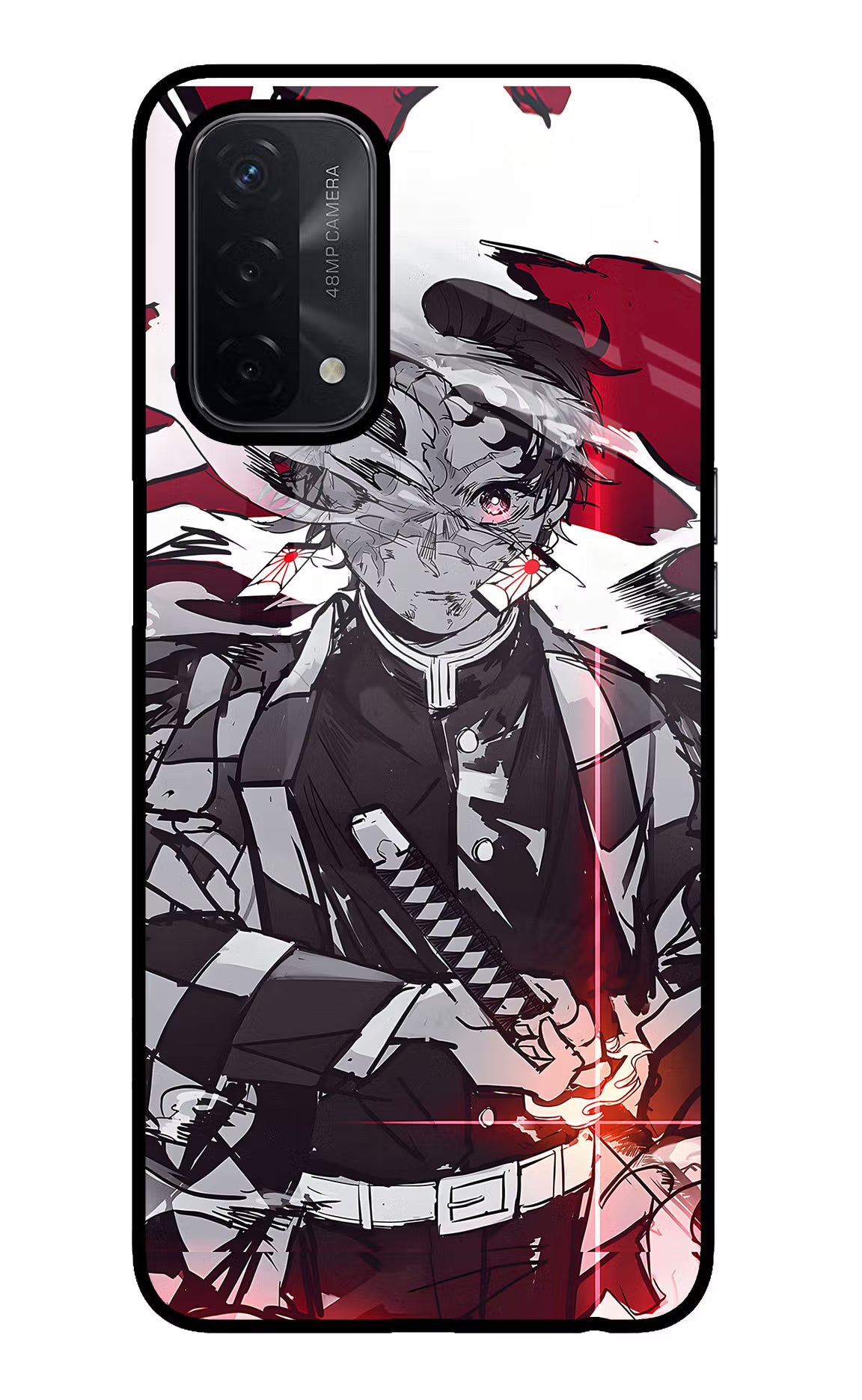 Demon Slayer Oppo A74 5G Back Cover - Demon Slayer Oppo A74 5G Glass Case Back Cover by Casekaro Demon Slayer Oppo A74 5G Glass Case Back Cover by Casekaro