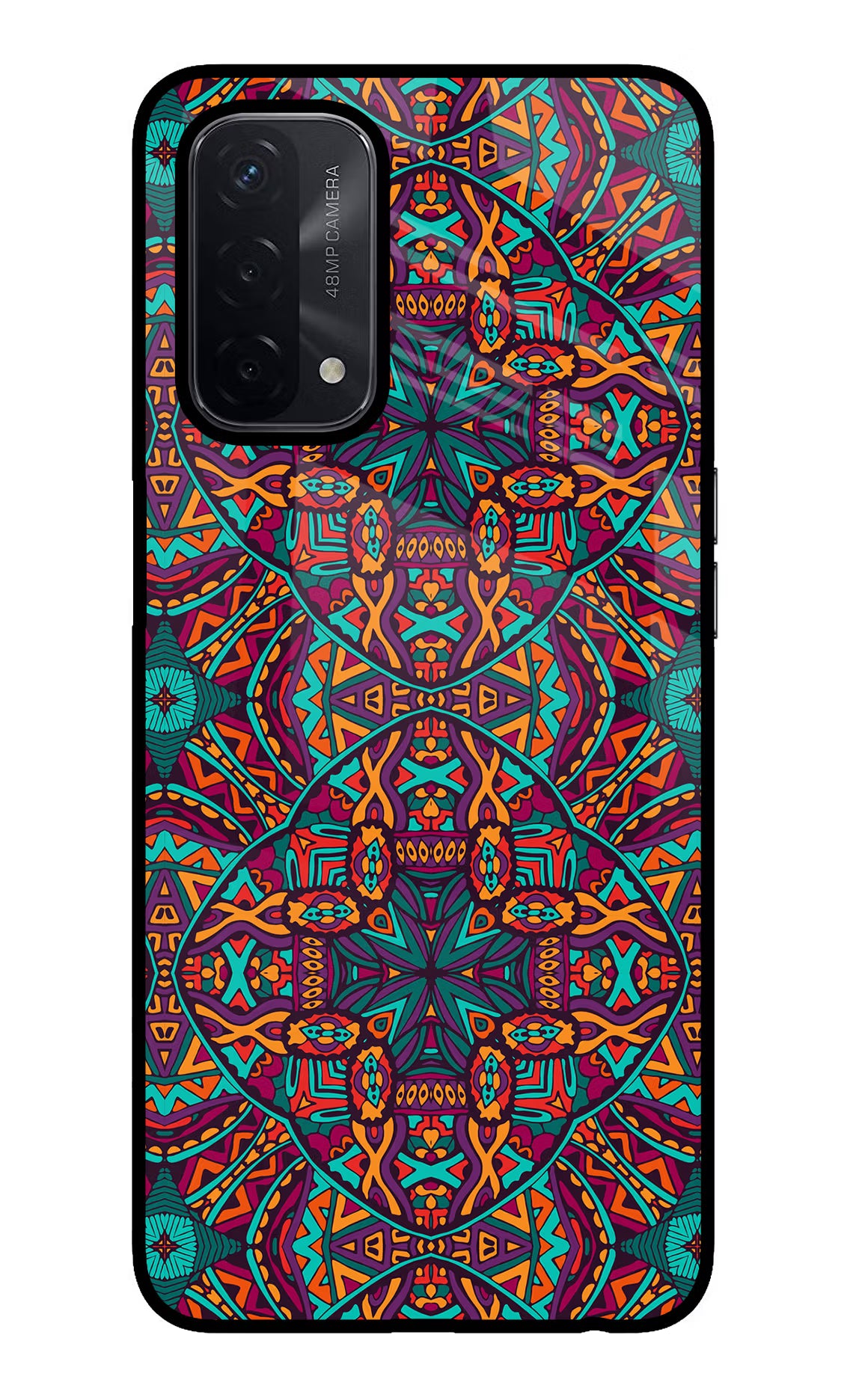 Colour Mandala Oppo A74 5G Back Cover - Colour Mandala Oppo A74 5G Glass Case Back Cover by Casekaro Colour Mandala Oppo A74 5G Glass Case Back Cover by Casekaro