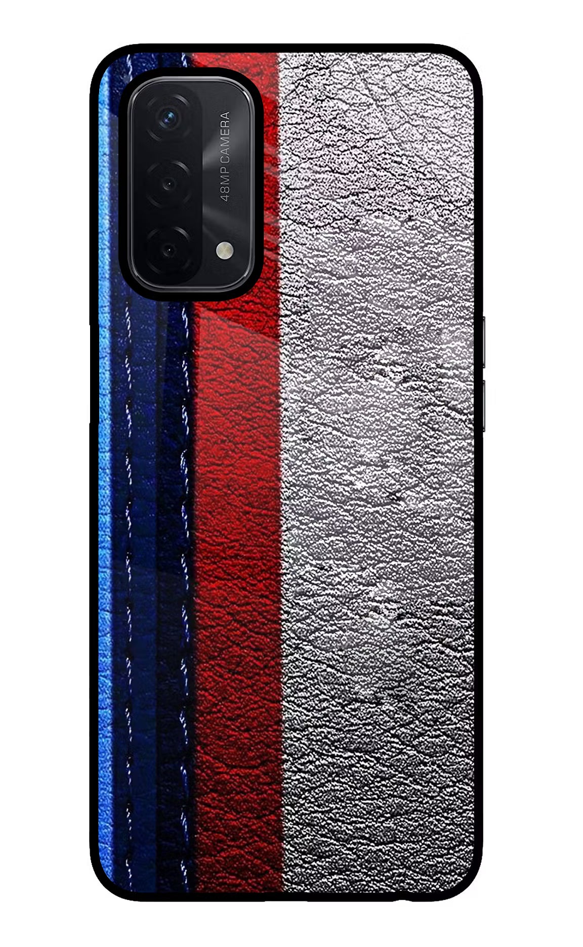 BMW Stripes Oppo A74 5G Back Cover - BMW Stripes Oppo A74 5G Glass Case Back Cover by Casekaro BMW Stripes Oppo A74 5G Glass Case Back Cover by Casekaro