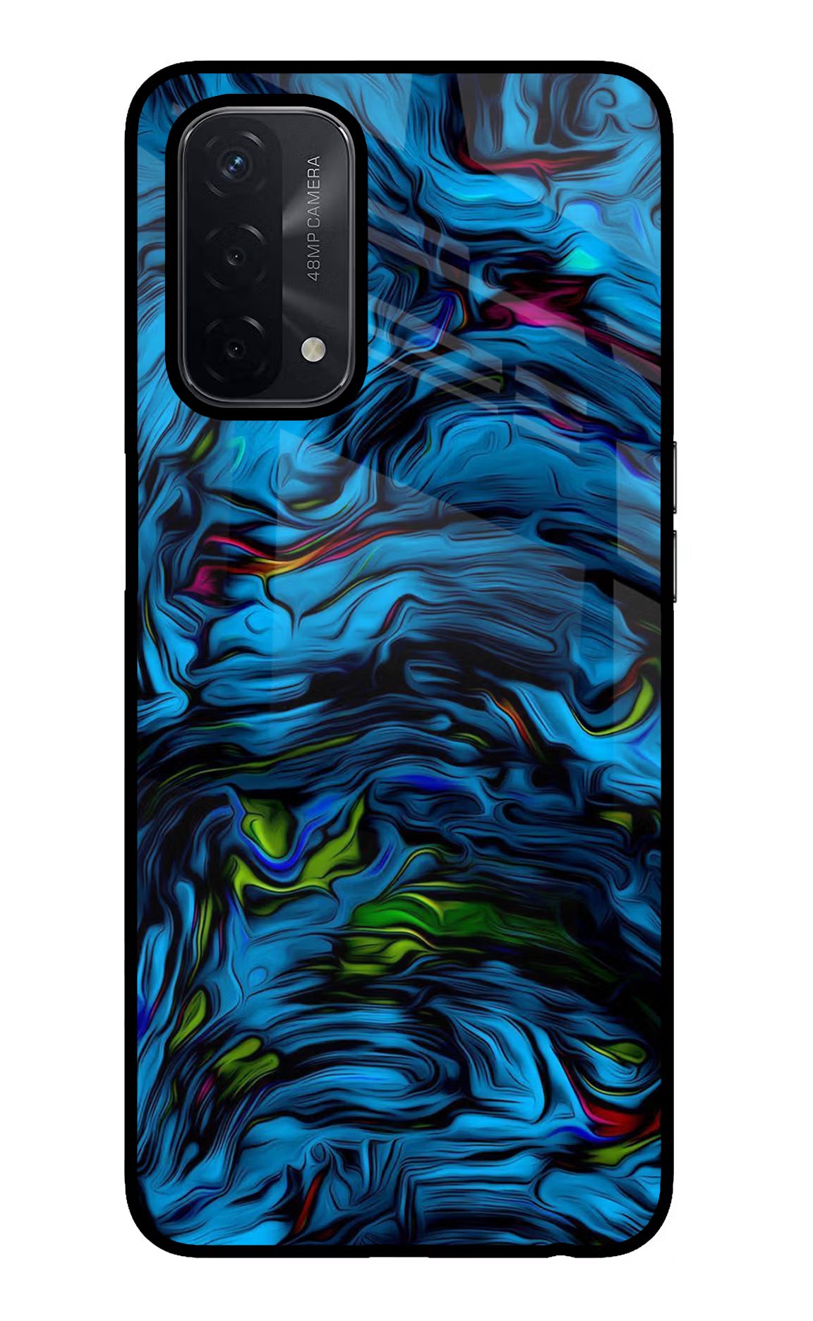Dark Blue Abstract Oppo A74 5G Back Cover - Dark Blue Abstract Oppo A74 5G Glass Case Back Cover by Casekaro Dark Blue Abstract Oppo A74 5G Glass Case Back Cover by Casekaro
