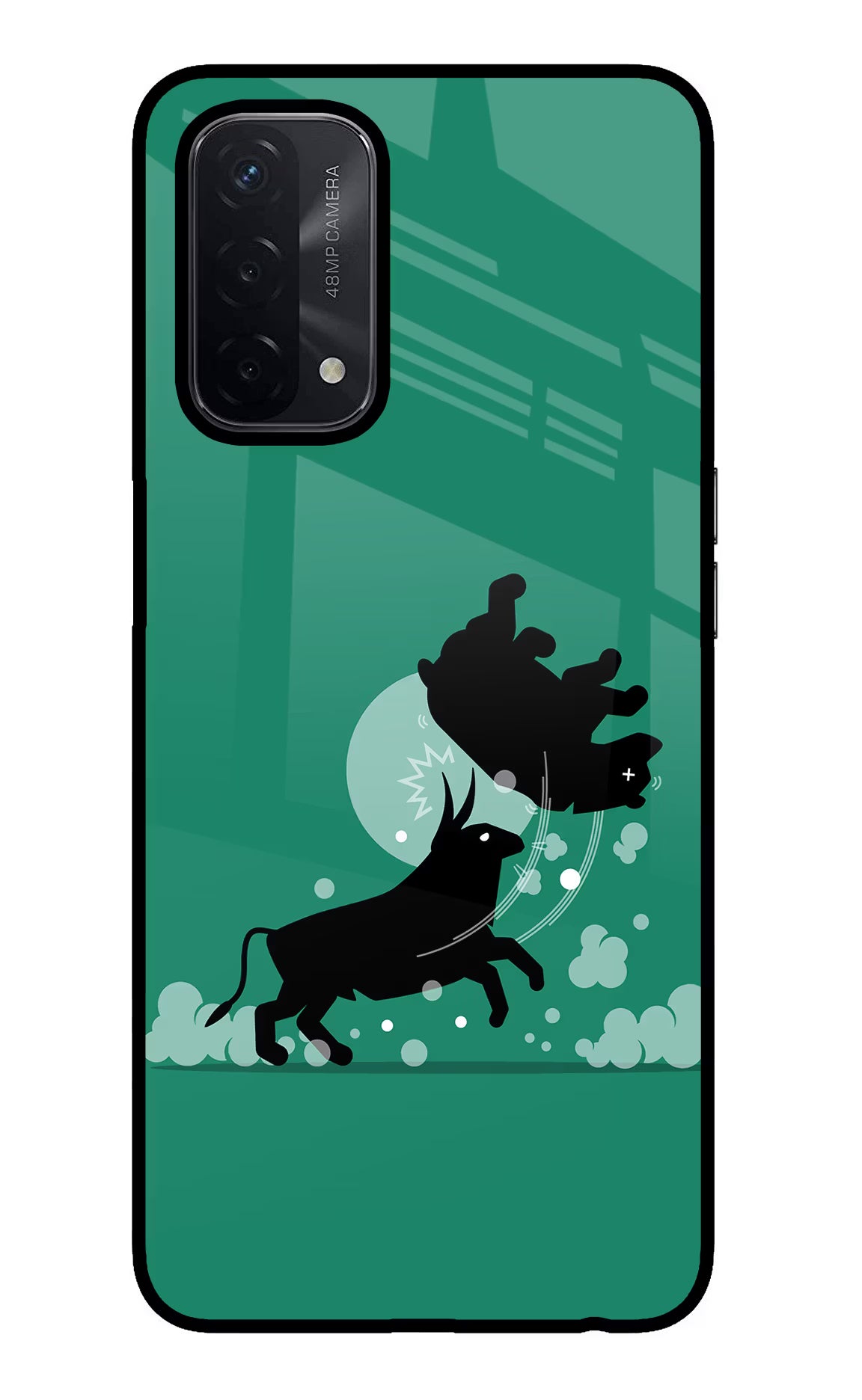 Bull Conqueror Oppo A74 5G Back Cover - Bull Conqueror Oppo A74 5G Glass Case Back Cover by Casekaro Bull Conqueror Oppo A74 5G Glass Case Back Cover by Casekaro