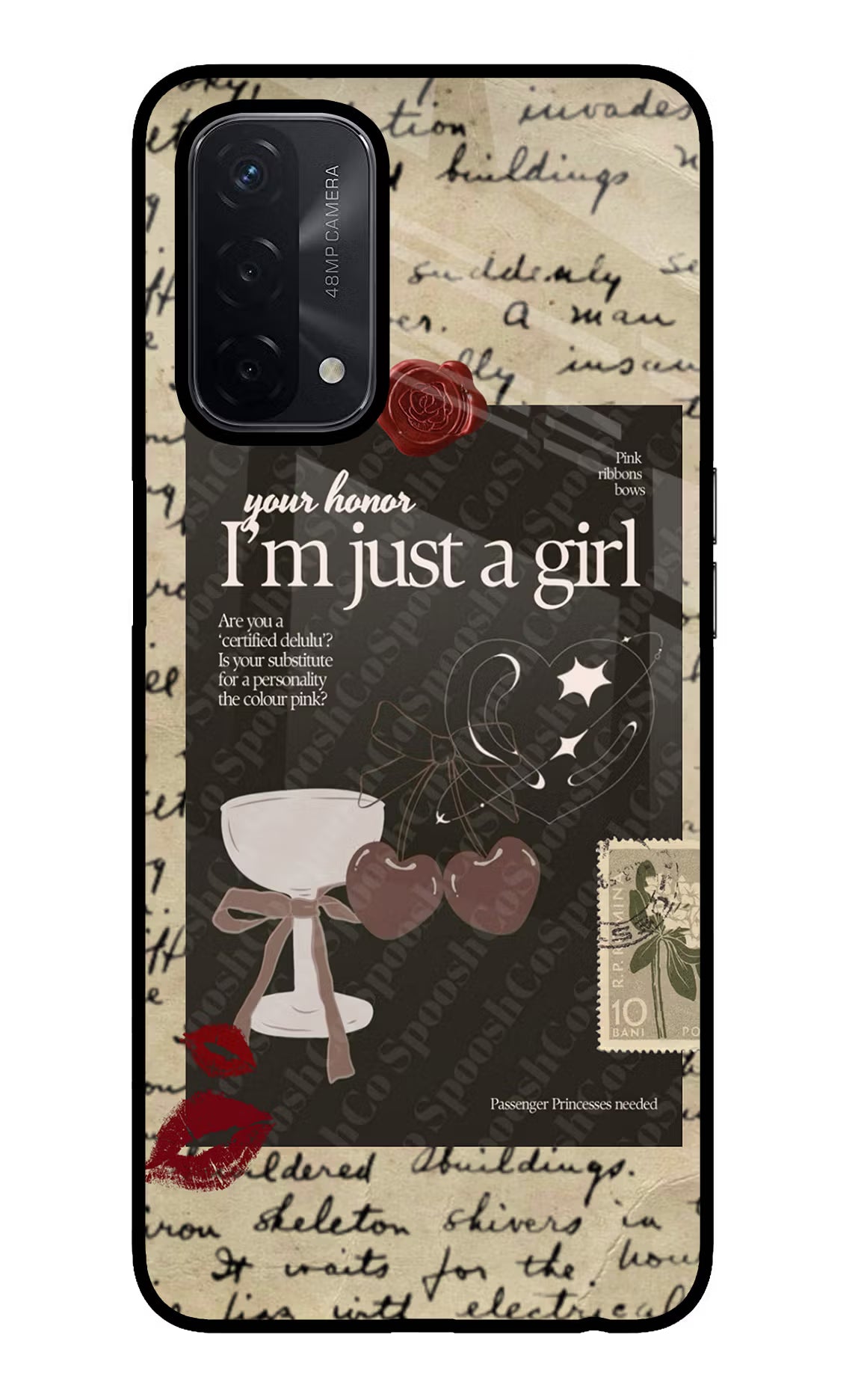 I am just a girl Oppo A74 5G Back Cover - I am just a girl Oppo A74 5G Glass Case Back Cover by Casekaro I am just a girl Oppo A74 5G Glass Case Back Cover by Casekaro