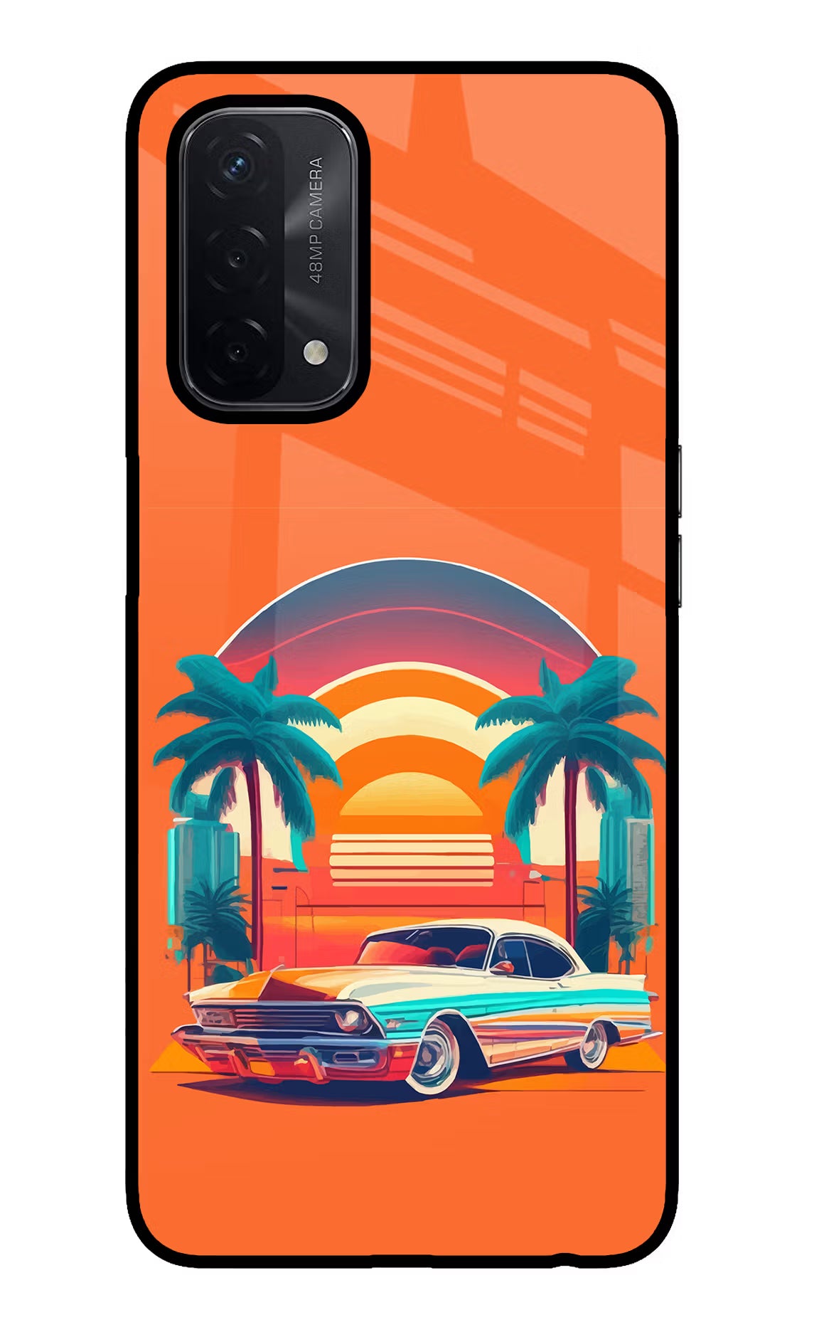 Palm Drive 80s Oppo A74 5G Glass Case - Palm Drive 80s Oppo A74 5G Glass Case Palm Drive 80s Oppo A74 5G Glass Case