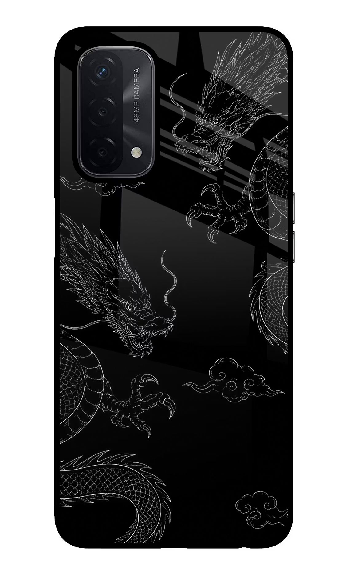 Twin Dragons Oppo A74 5G Back Cover - Twin Dragons Oppo A74 5G Glass Case Back Cover by Casekaro Twin Dragons Oppo A74 5G Glass Case Back Cover by Casekaro