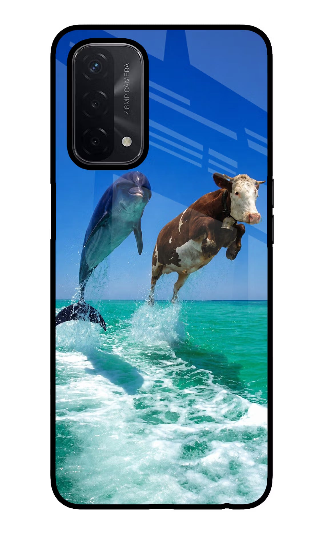 Dolphin vs Cow Oppo A74 5G Glass Case - Dolphin vs Cow Oppo A74 5G Glass Case Dolphin vs Cow Oppo A74 5G Glass Case