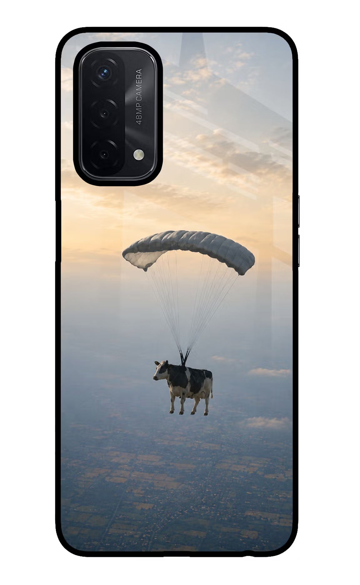 Skydiving Cow Oppo A74 5G Glass Case - Skydiving Cow Oppo A74 5G Glass Case Skydiving Cow Oppo A74 5G Glass Case
