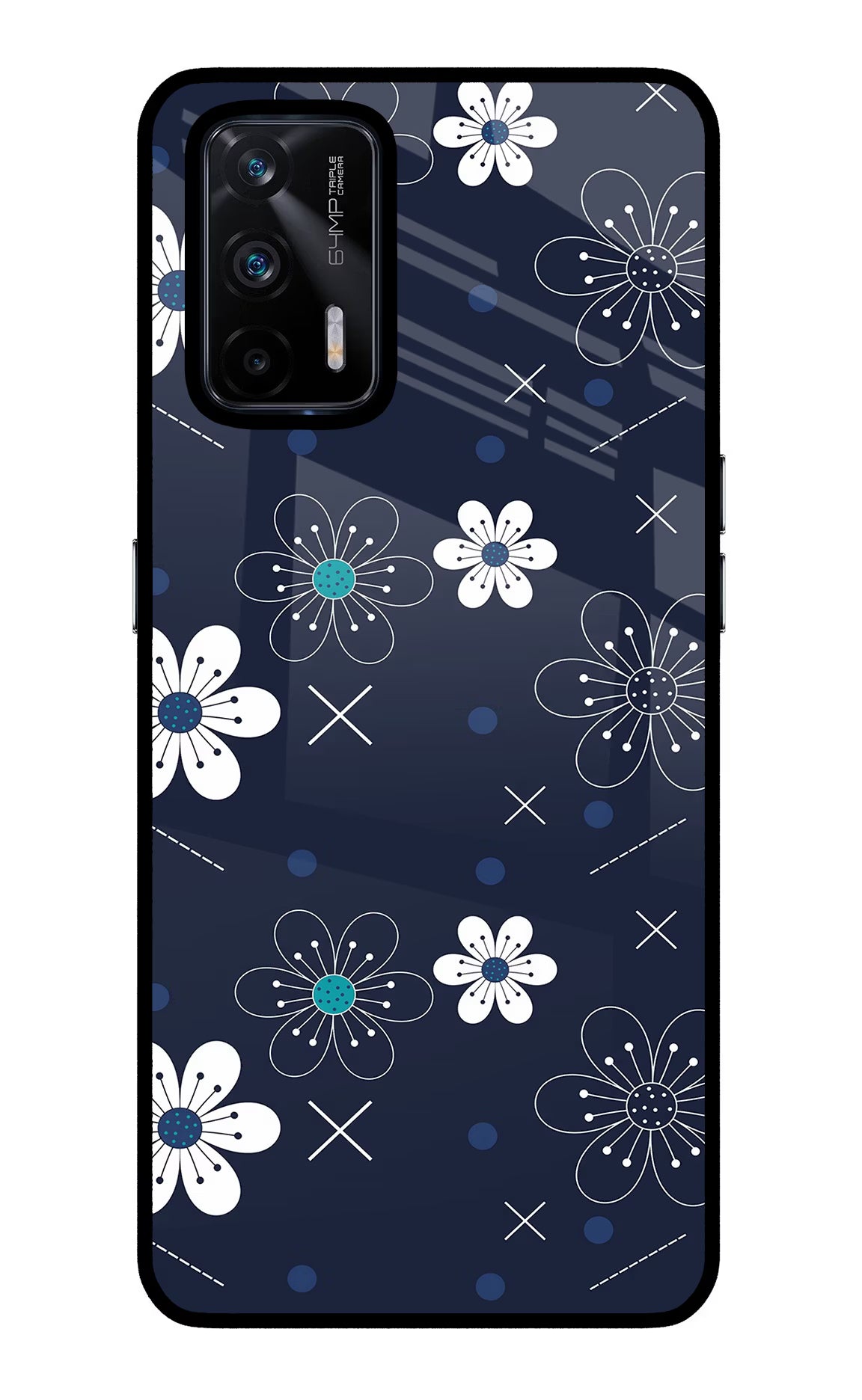 Flowers Realme X7 Max Back Cover - Flowers Realme X7 Max Glass Case Back Cover by Casekaro Flowers Realme X7 Max Glass Case Back Cover by Casekaro