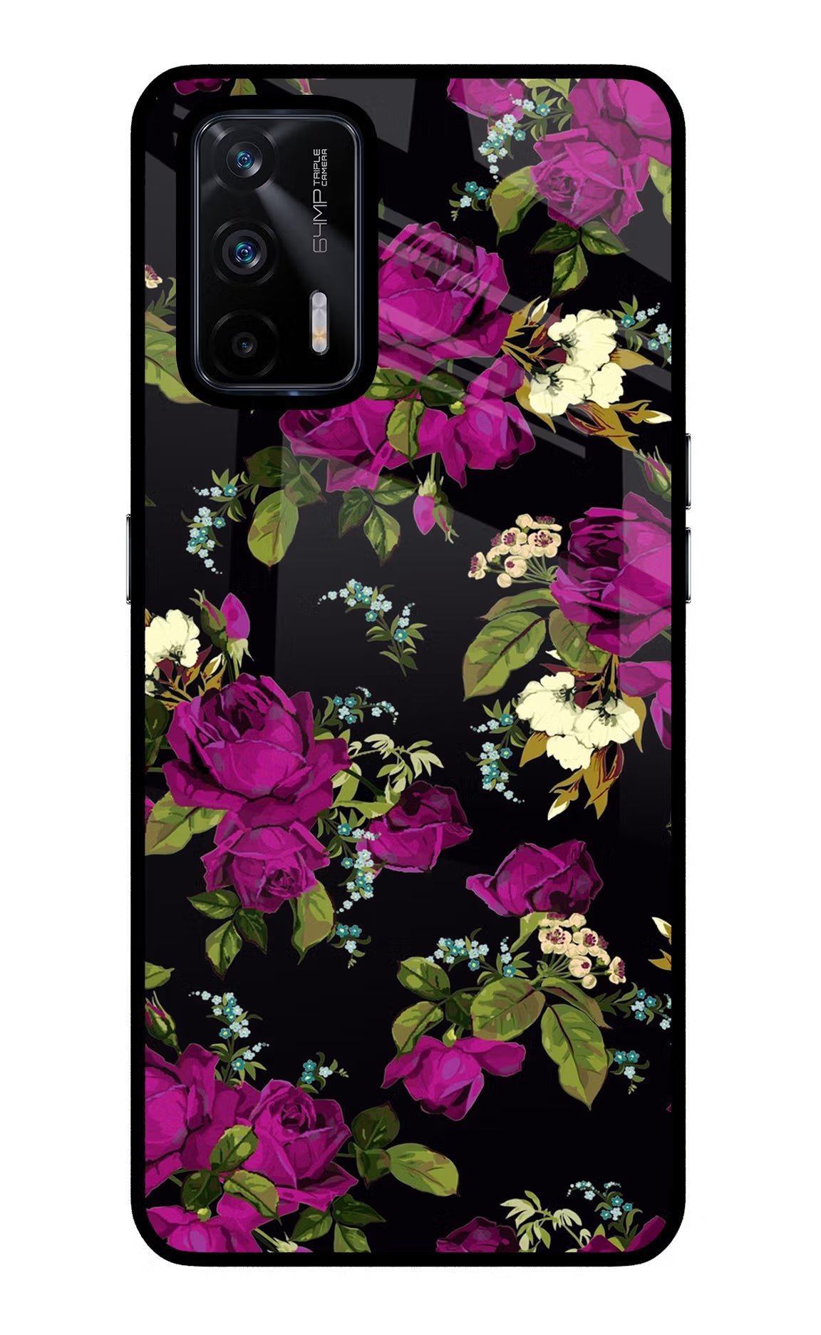 Flowers Realme X7 Max Back Cover - Flowers Realme X7 Max Glass Case Back Cover by Casekaro Flowers Realme X7 Max Glass Case Back Cover by Casekaro