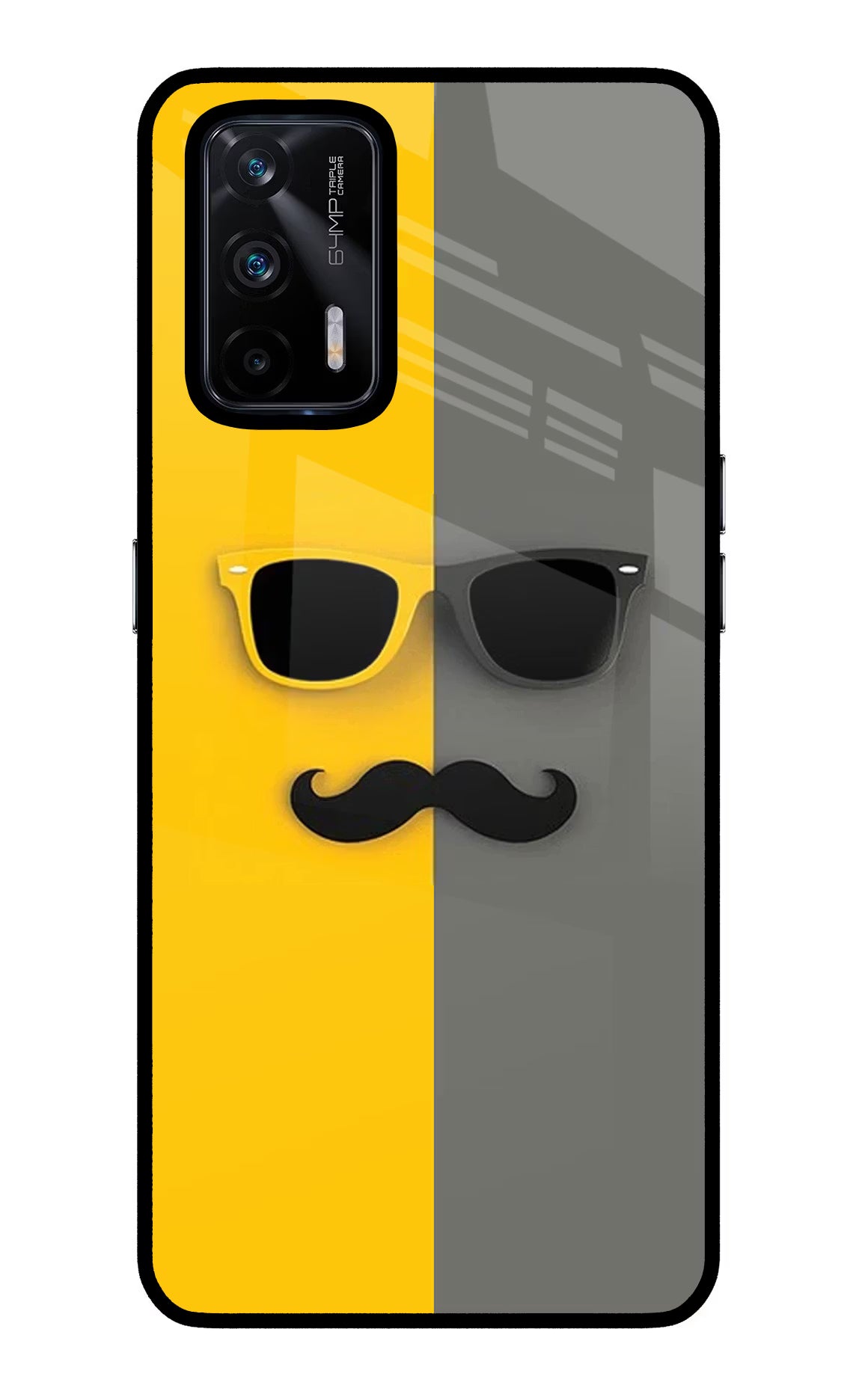 Sunglasses with Mustache Realme X7 Max Back Cover - Sunglasses with Mustache Realme X7 Max Glass Case Back Cover by Casekaro Sunglasses with Mustache Realme X7 Max Glass Case Back Cover by Casekaro