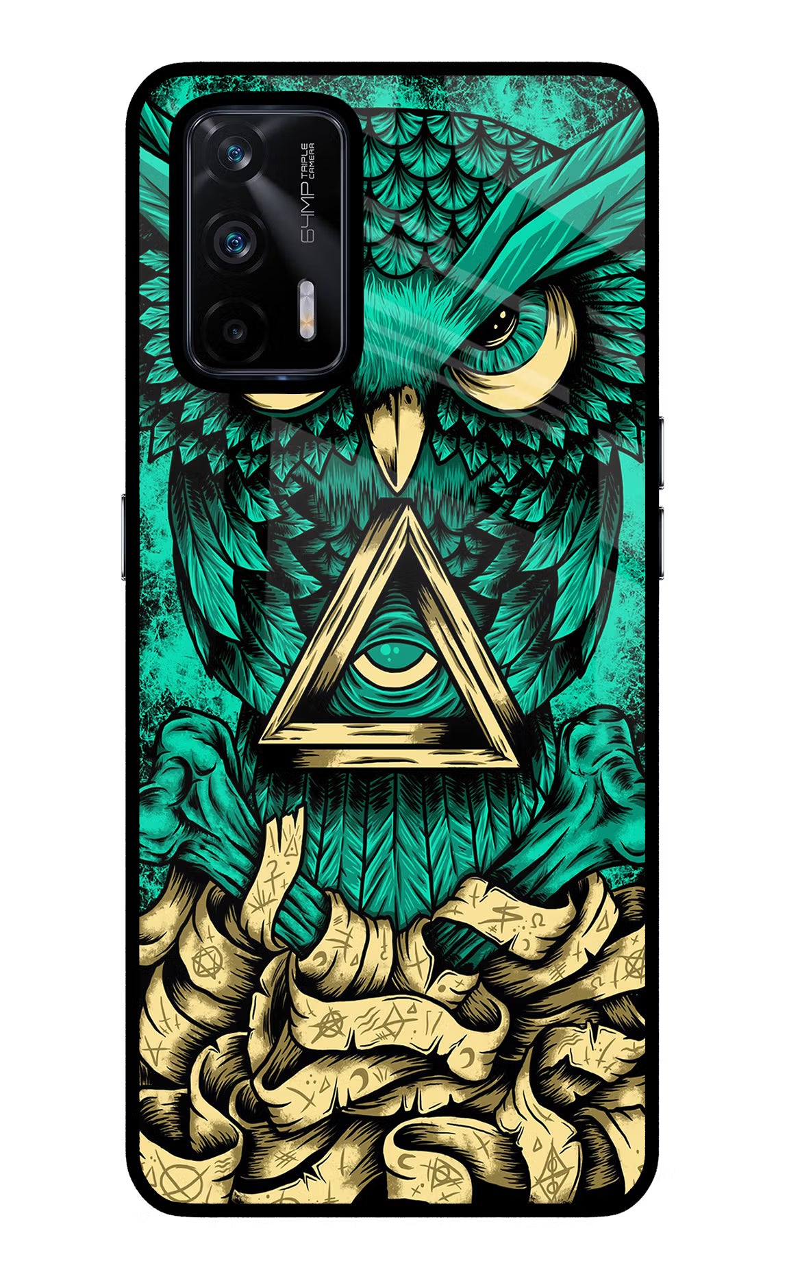 Green Owl Realme X7 Max Back Cover - Green Owl Realme X7 Max Glass Case Back Cover by Casekaro Green Owl Realme X7 Max Glass Case Back Cover by Casekaro