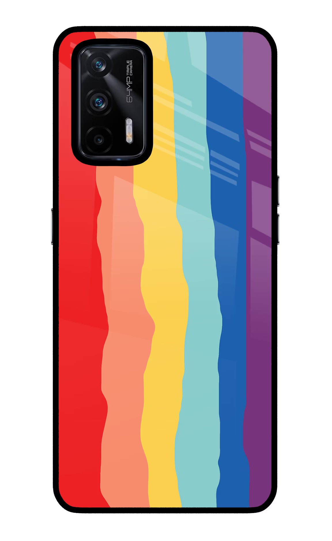 Rainbow Realme X7 Max Back Cover - Rainbow Realme X7 Max Glass Case Back Cover by Casekaro Rainbow Realme X7 Max Glass Case Back Cover by Casekaro