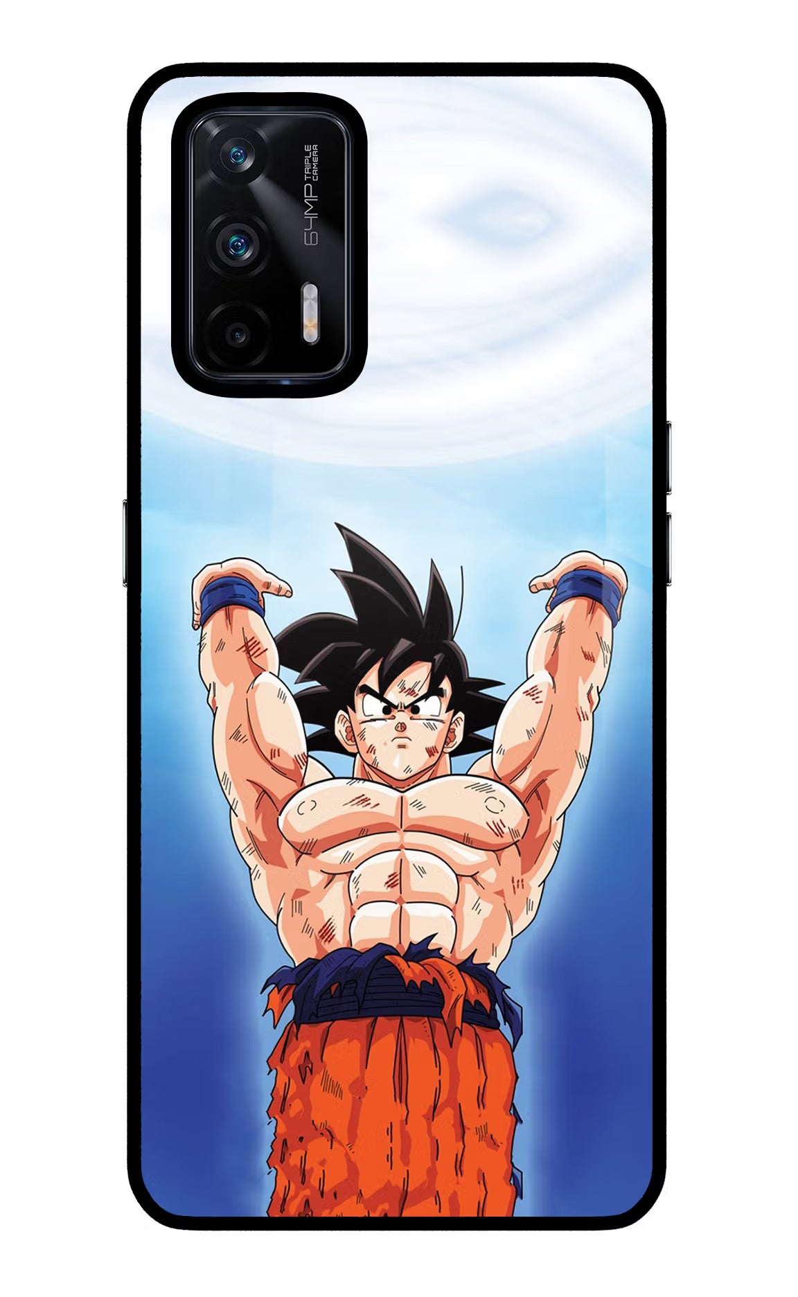 Goku Power Realme X7 Max Back Cover - Goku Power Realme X7 Max Glass Case Back Cover by Casekaro Goku Power Realme X7 Max Glass Case Back Cover by Casekaro