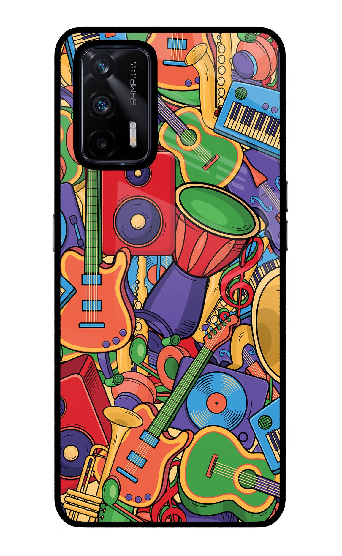 Music Instrument Doodle Realme X7 Max Glass Case - Music Instrument Doodle Realme X7 Max Glass Case Music Instrument Doodle Realme X7 Max Glass Case