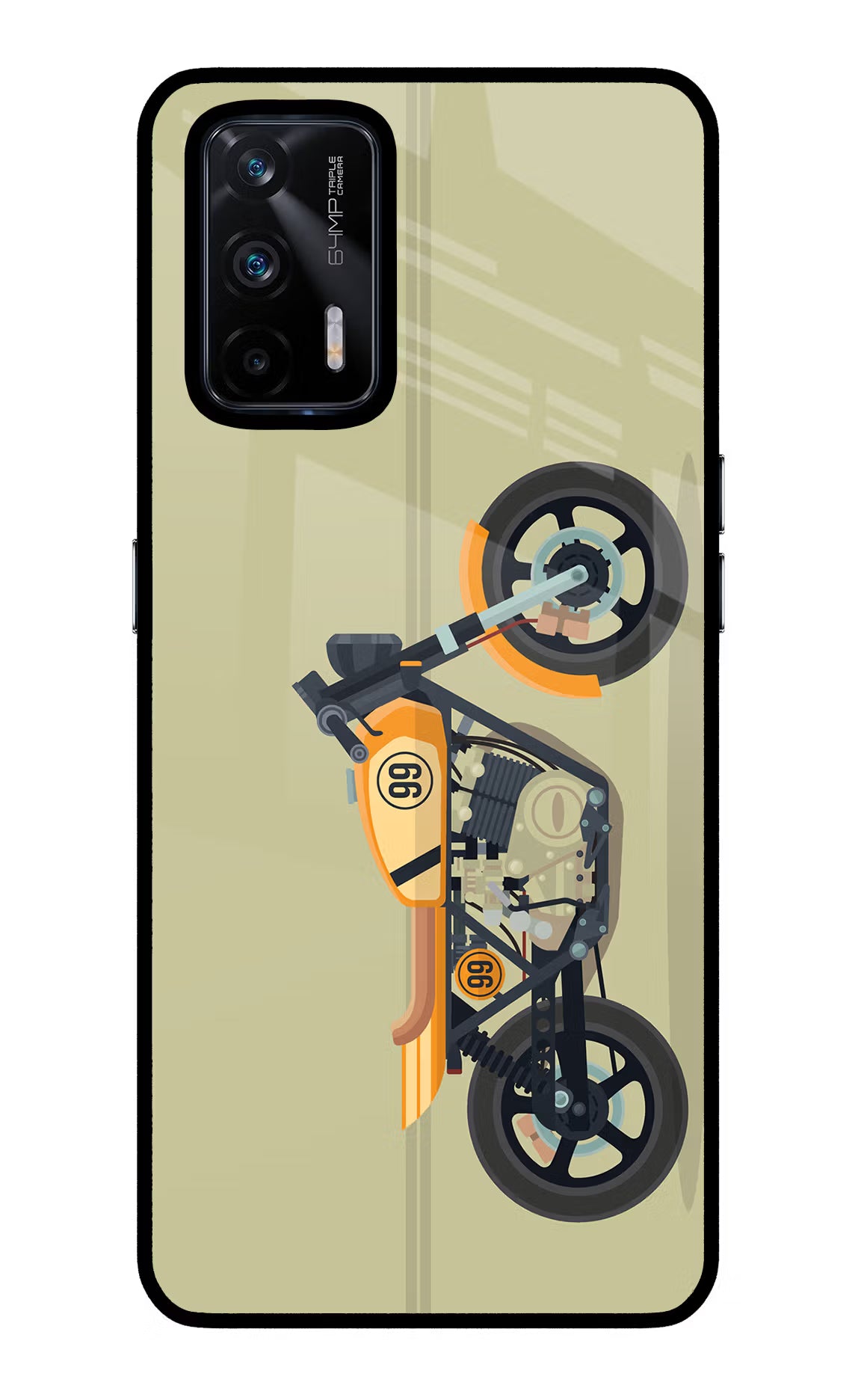 Vertical Speedster Realme X7 Max Back Cover - Vertical Speedster Realme X7 Max Glass Case Back Cover by Casekaro Vertical Speedster Realme X7 Max Glass Case Back Cover by Casekaro