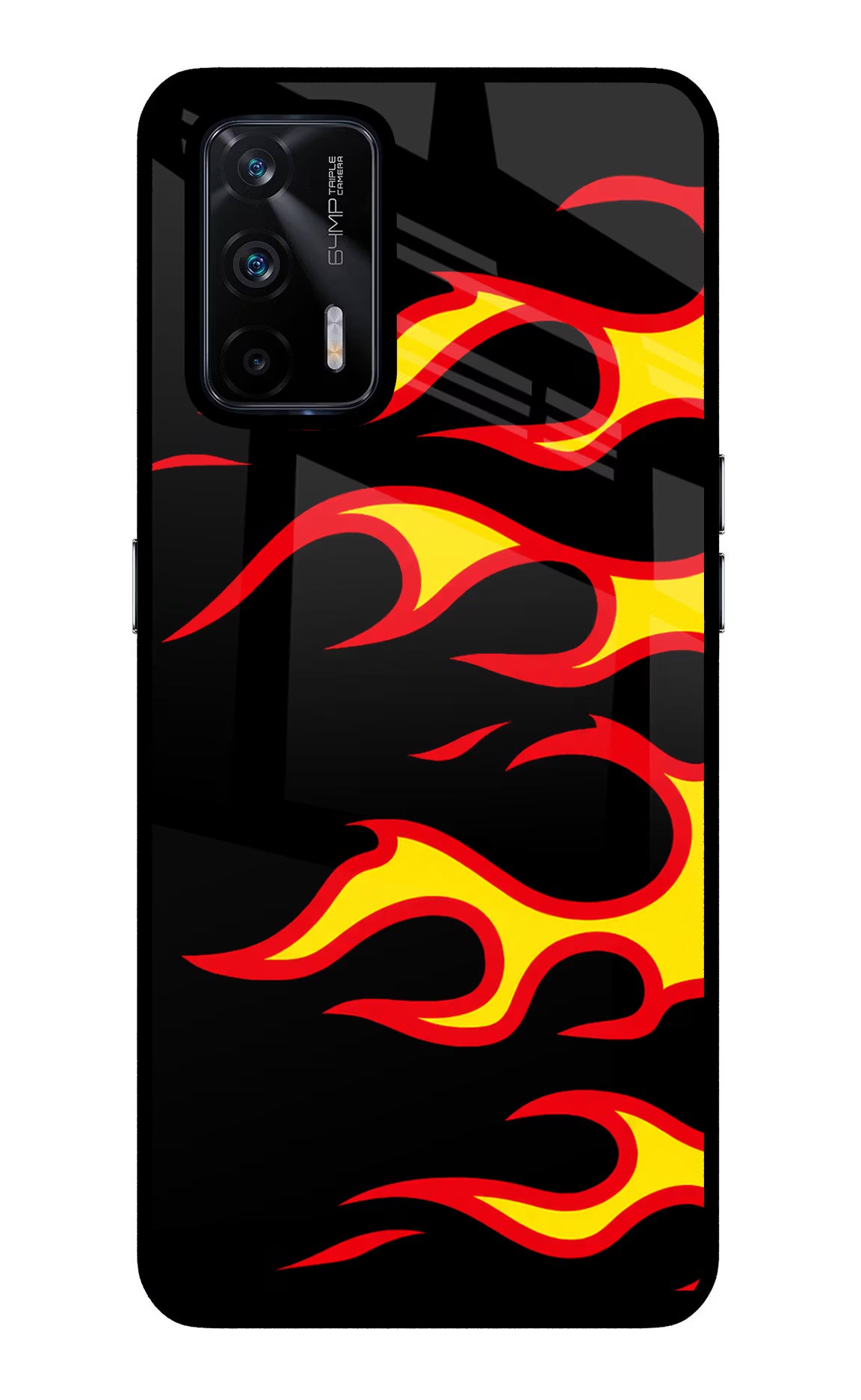Side Sweep Flames Realme X7 Max Glass Case - Side Sweep Flames Realme X7 Max Glass Case Side Sweep Flames Realme X7 Max Glass Case