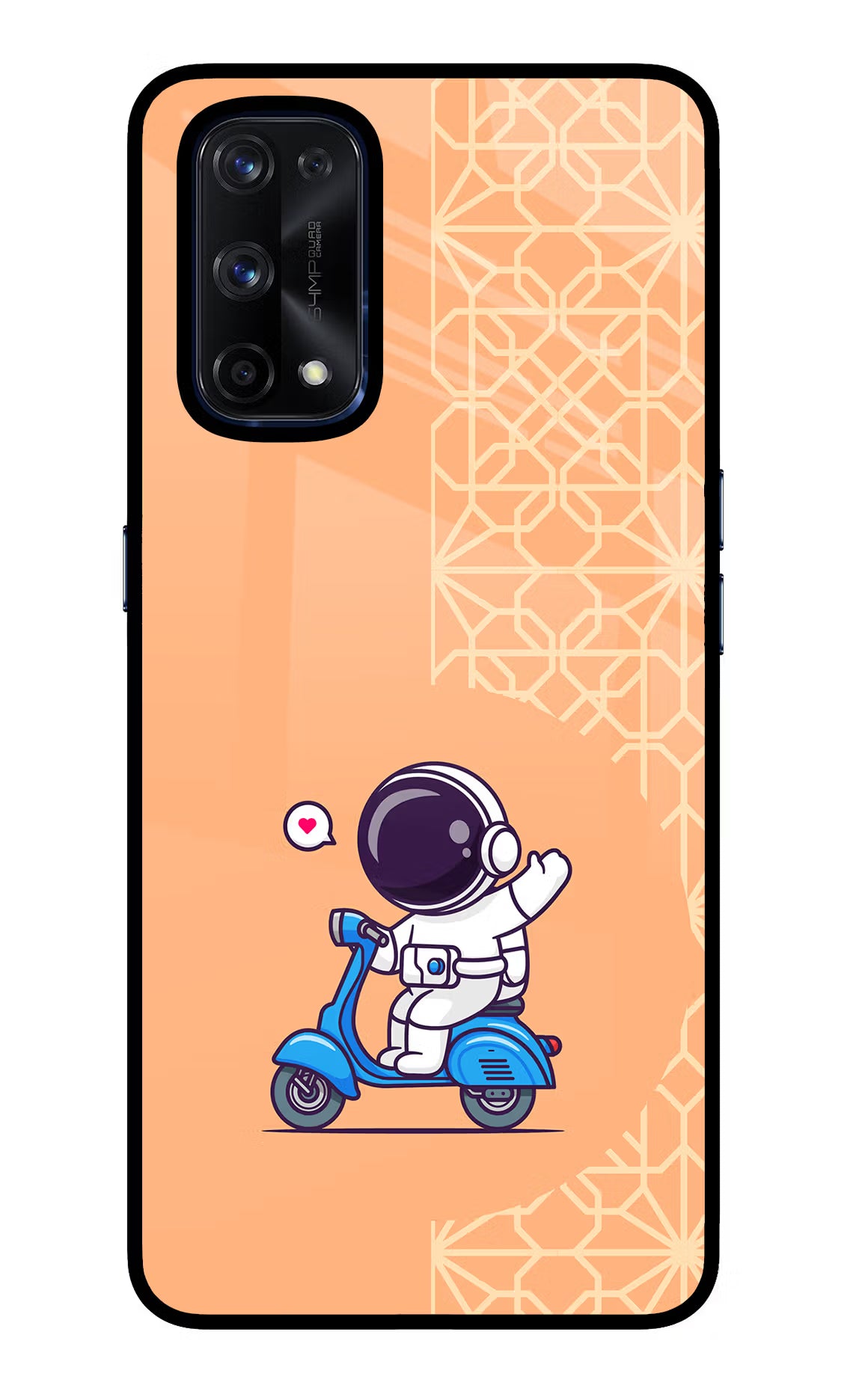 Cute Astronaut Riding Realme X7 Pro Back Cover - Cute Astronaut Riding Realme X7 Pro Glass Case Back Cover by Casekaro Cute Astronaut Riding Realme X7 Pro Glass Case Back Cover by Casekaro