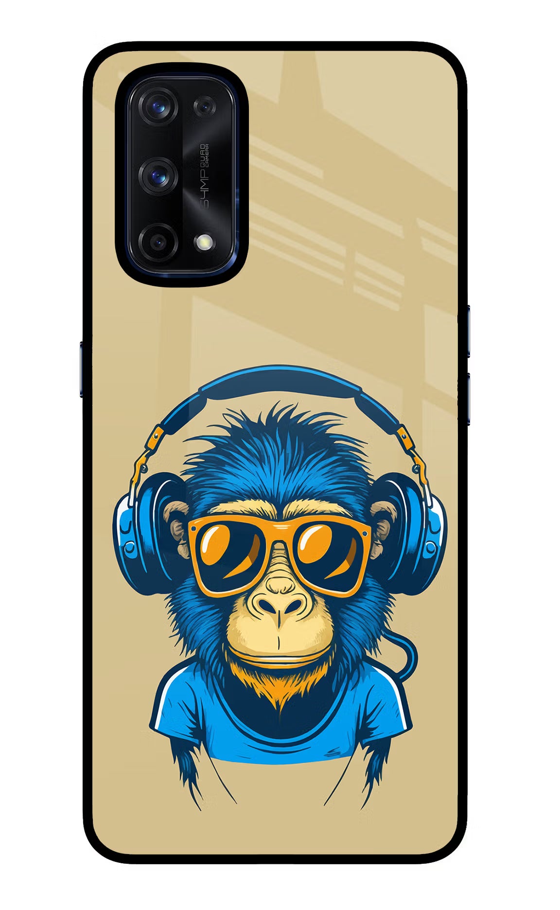 Monkey Headphone Realme X7 Pro Back Cover - Monkey Headphone Realme X7 Pro Glass Case Back Cover by Casekaro Monkey Headphone Realme X7 Pro Glass Case Back Cover by Casekaro
