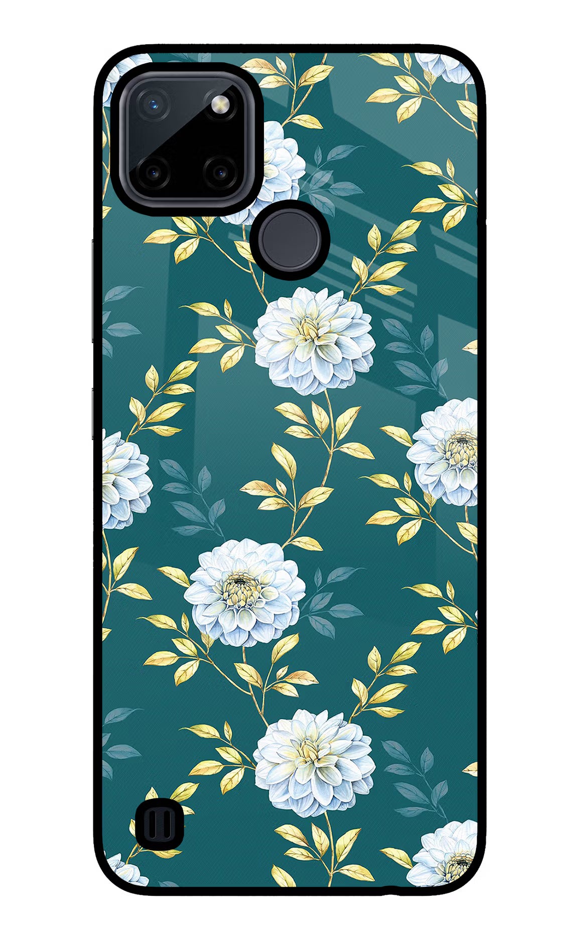 Flowers Realme C21Y/C25Y Glass Case - Flowers Realme C21Y/C25Y Glass Case Flowers Realme C21Y/C25Y Glass Case