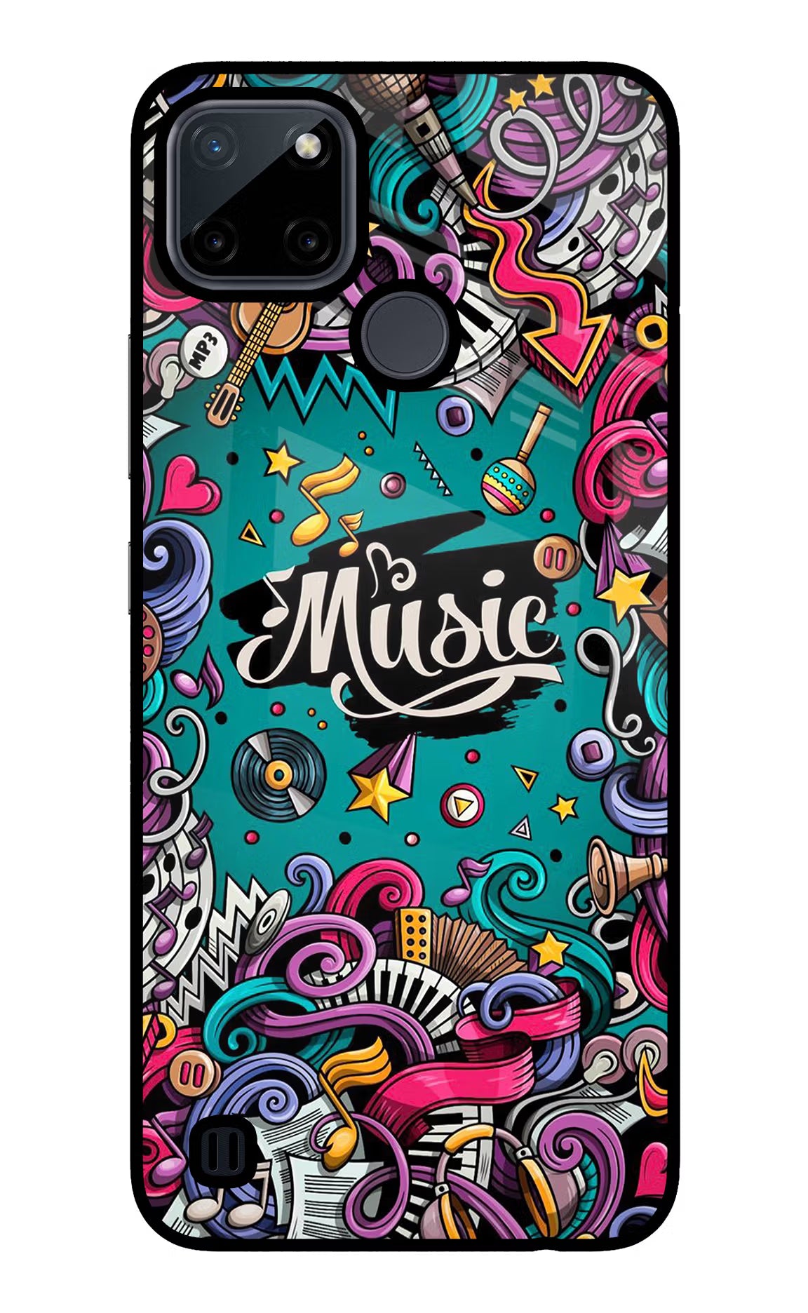 Music Graffiti Realme C21Y/C25Y Glass Case - Music Graffiti Realme C21Y/C25Y Glass Case Music Graffiti Realme C21Y/C25Y Glass Case