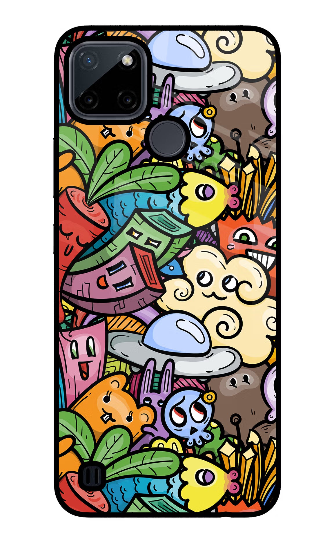 Veggie Doodle Realme C21Y/C25Y Glass Case - Veggie Doodle Realme C21Y/C25Y Glass Case Veggie Doodle Realme C21Y/C25Y Glass Case