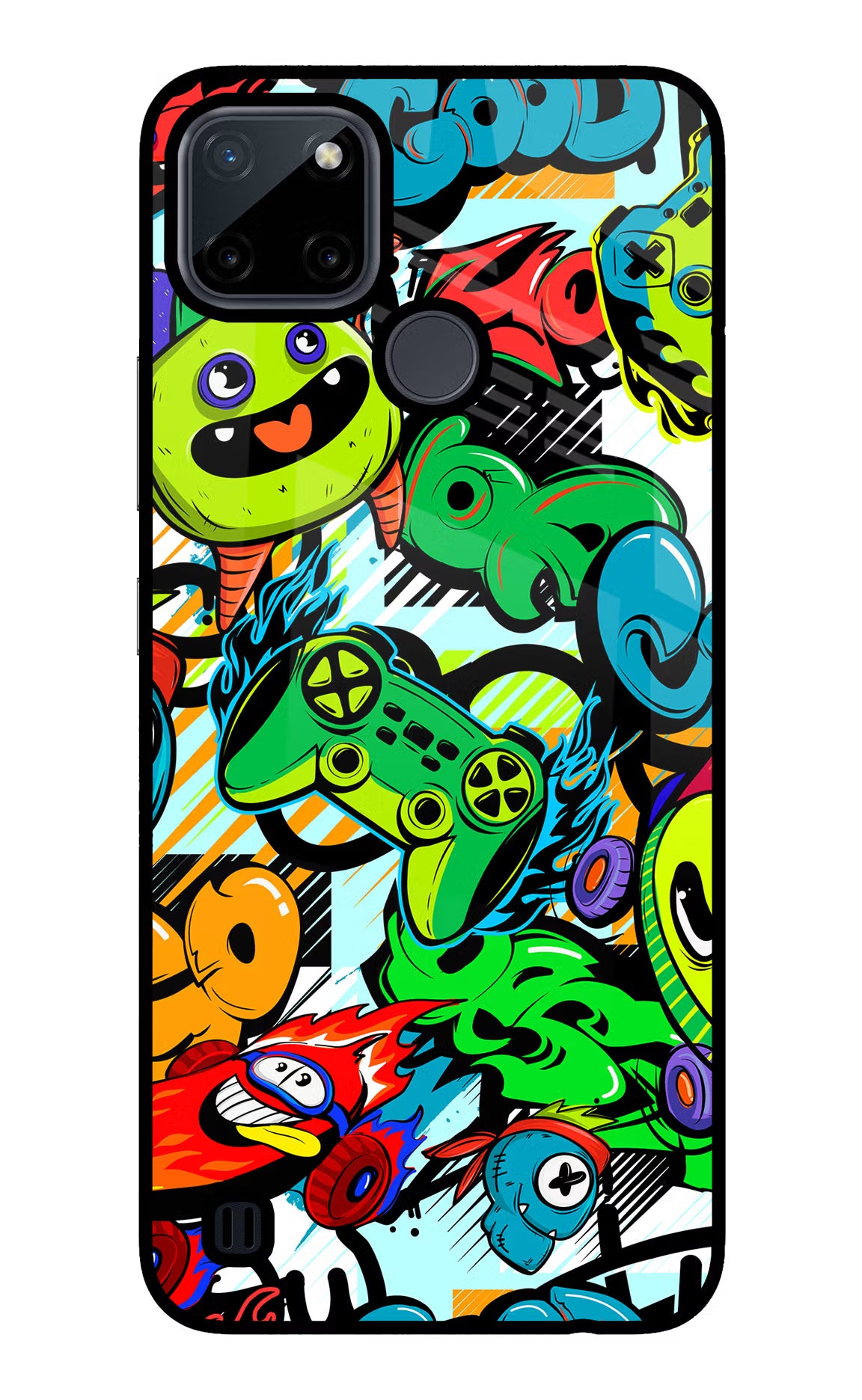Game Doodle Realme C21Y/C25Y Glass Case - Game Doodle Realme C21Y/C25Y Glass Case Game Doodle Realme C21Y/C25Y Glass Case