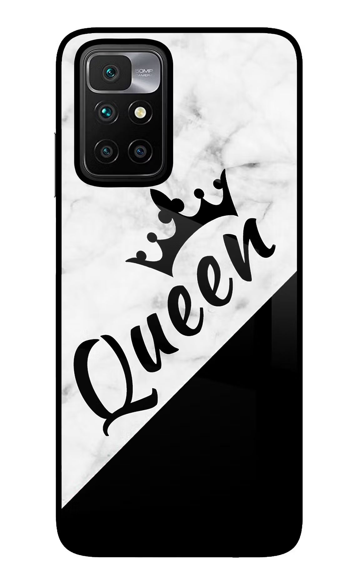 Queen Redmi 10 Prime Back Cover - Queen Redmi 10 Prime Glass Case Back Cover by Casekaro Queen Redmi 10 Prime Glass Case Back Cover by Casekaro