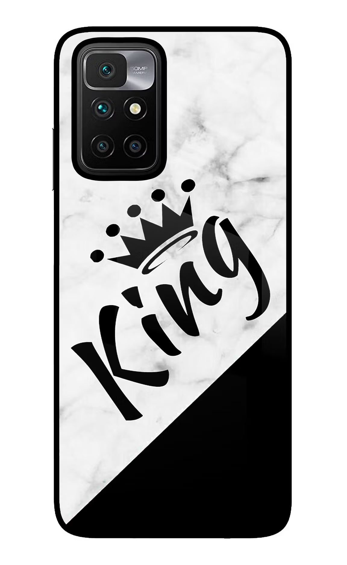 King Redmi 10 Prime Back Cover - King Redmi 10 Prime Glass Case Back Cover by Casekaro King Redmi 10 Prime Glass Case Back Cover by Casekaro