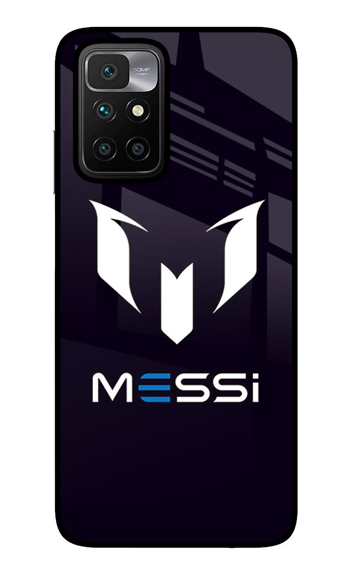 Messi Logo Redmi 10 Prime Back Cover - Messi Logo Redmi 10 Prime Glass Case Back Cover by Casekaro Messi Logo Redmi 10 Prime Glass Case Back Cover by Casekaro