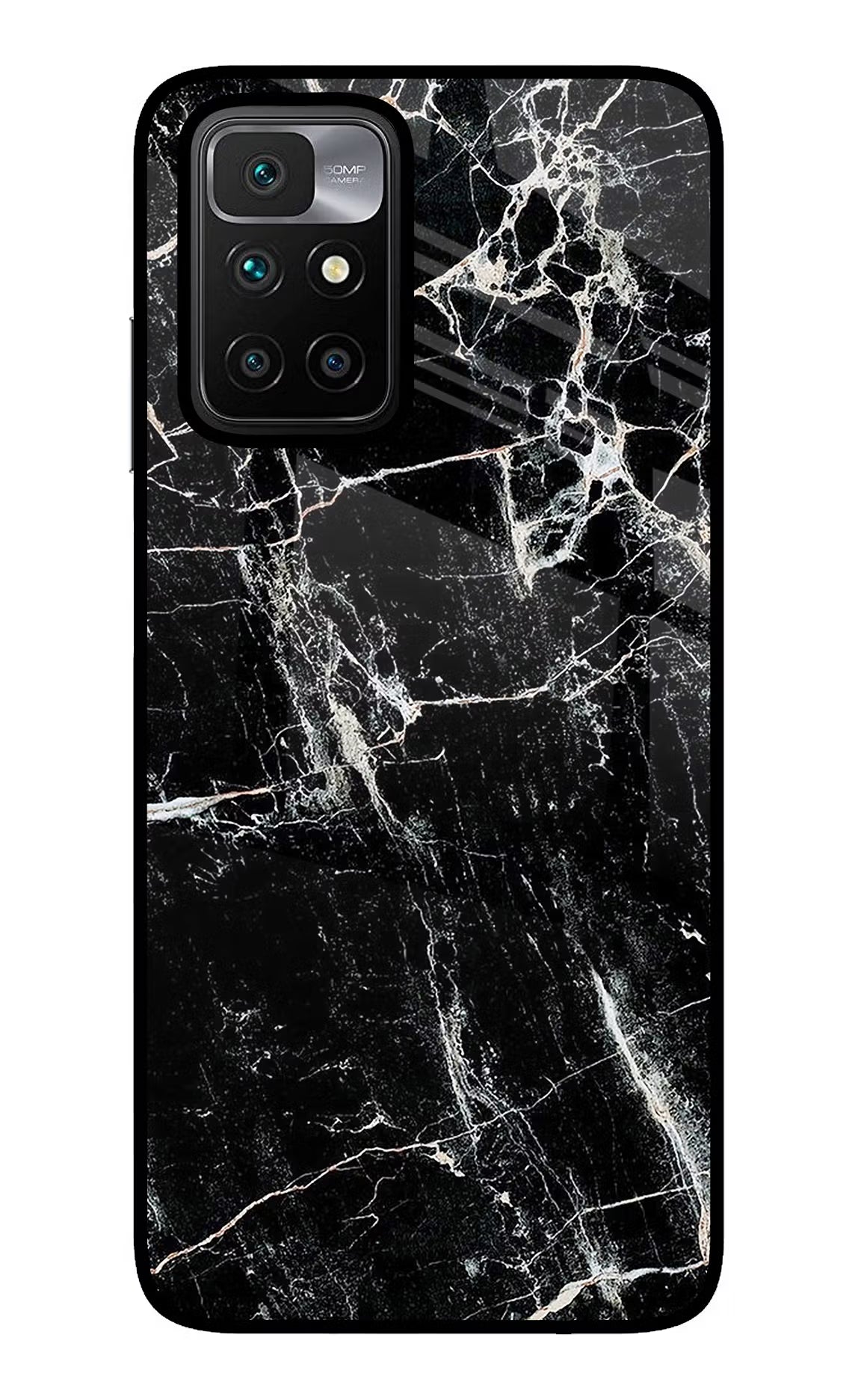 Black Marble Texture Redmi 10 Prime Back Cover - Black Marble Texture Redmi 10 Prime Glass Case Back Cover by Casekaro Black Marble Texture Redmi 10 Prime Glass Case Back Cover by Casekaro