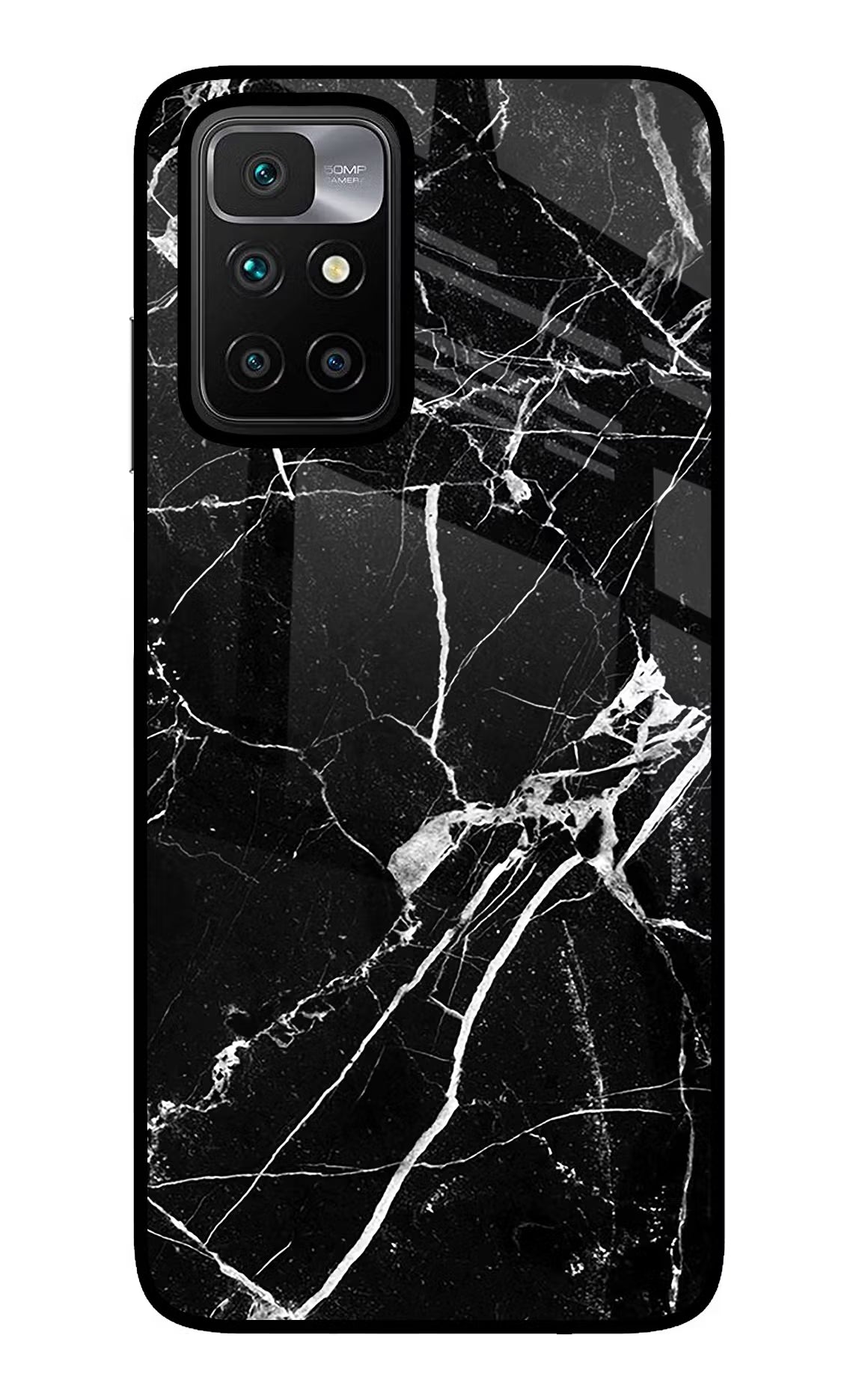 Black Marble Pattern Redmi 10 Prime Back Cover - Black Marble Pattern Redmi 10 Prime Glass Case Back Cover by Casekaro Black Marble Pattern Redmi 10 Prime Glass Case Back Cover by Casekaro