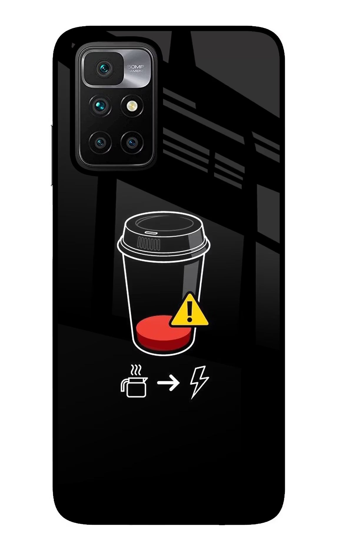 Coffee Redmi 10 Prime Glass Case - Coffee Redmi 10 Prime Glass Case Coffee Redmi 10 Prime Glass Case