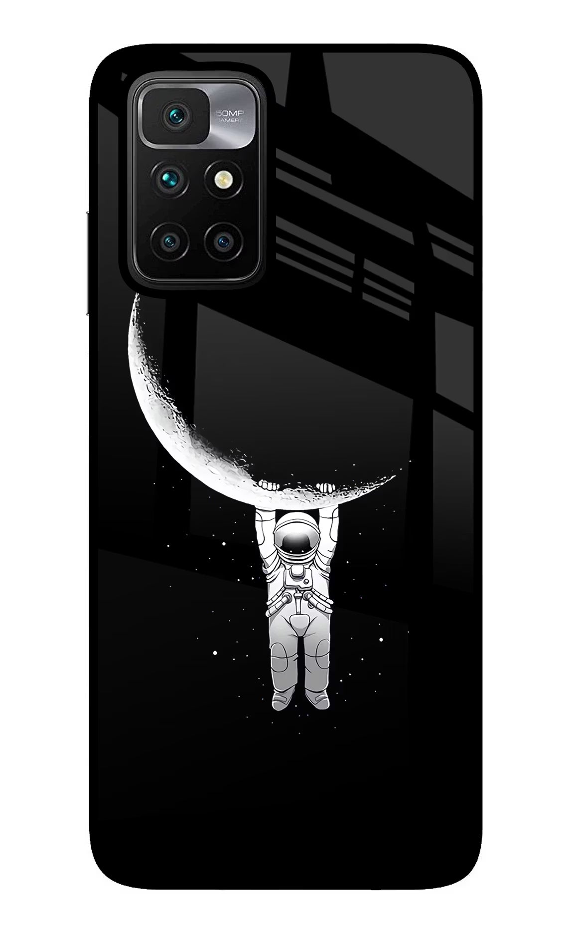 Moon Space Redmi 10 Prime Back Cover - Moon Space Redmi 10 Prime Glass Case Back Cover by Casekaro Moon Space Redmi 10 Prime Glass Case Back Cover by Casekaro
