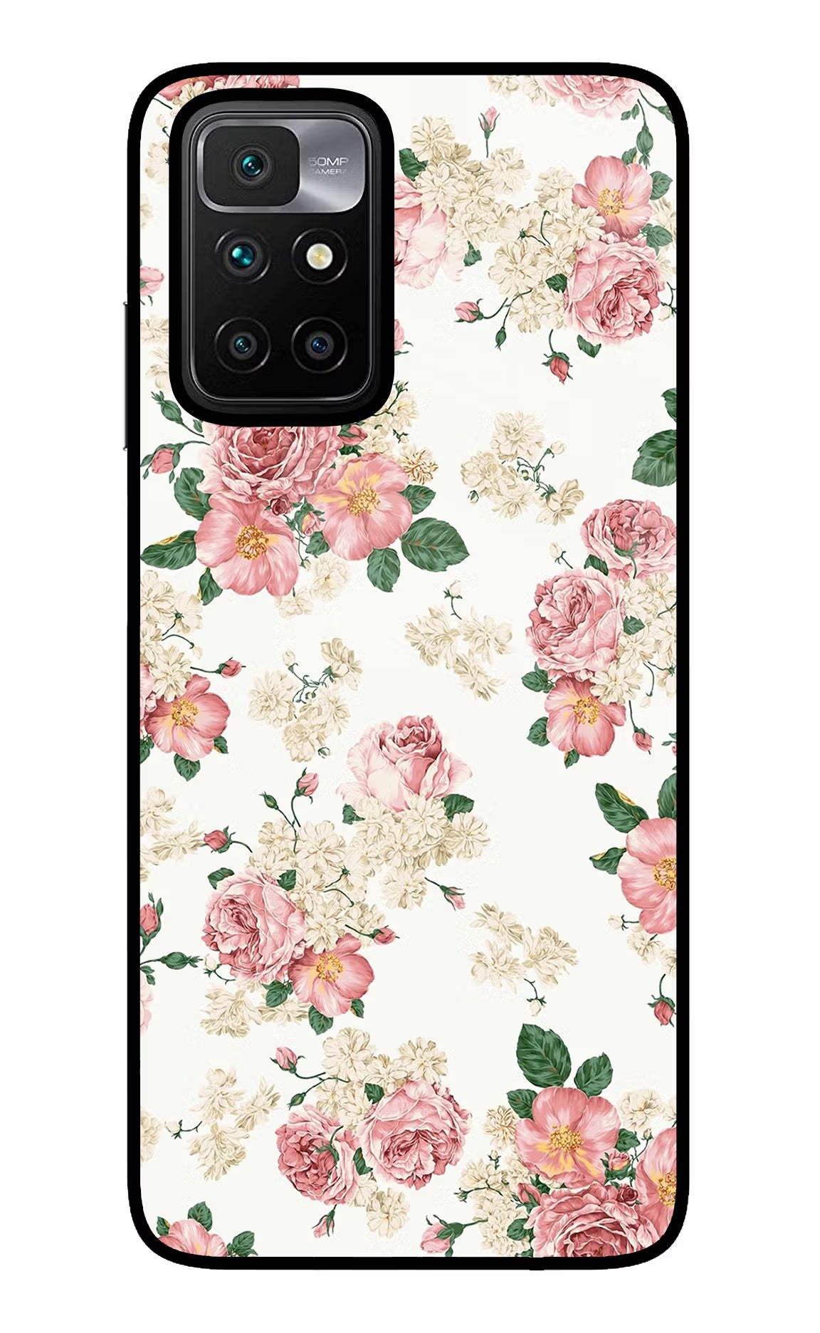 Flowers Redmi 10 Prime Back Cover - Flowers Redmi 10 Prime Glass Case Back Cover by Casekaro Flowers Redmi 10 Prime Glass Case Back Cover by Casekaro