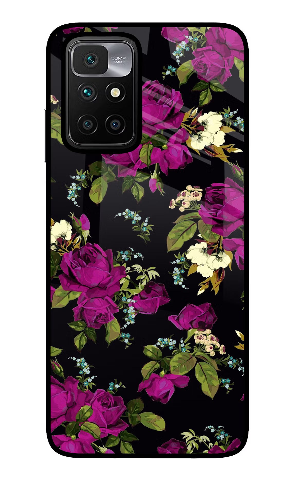 Flowers Redmi 10 Prime Glass Case - Flowers Redmi 10 Prime Glass Case Flowers Redmi 10 Prime Glass Case