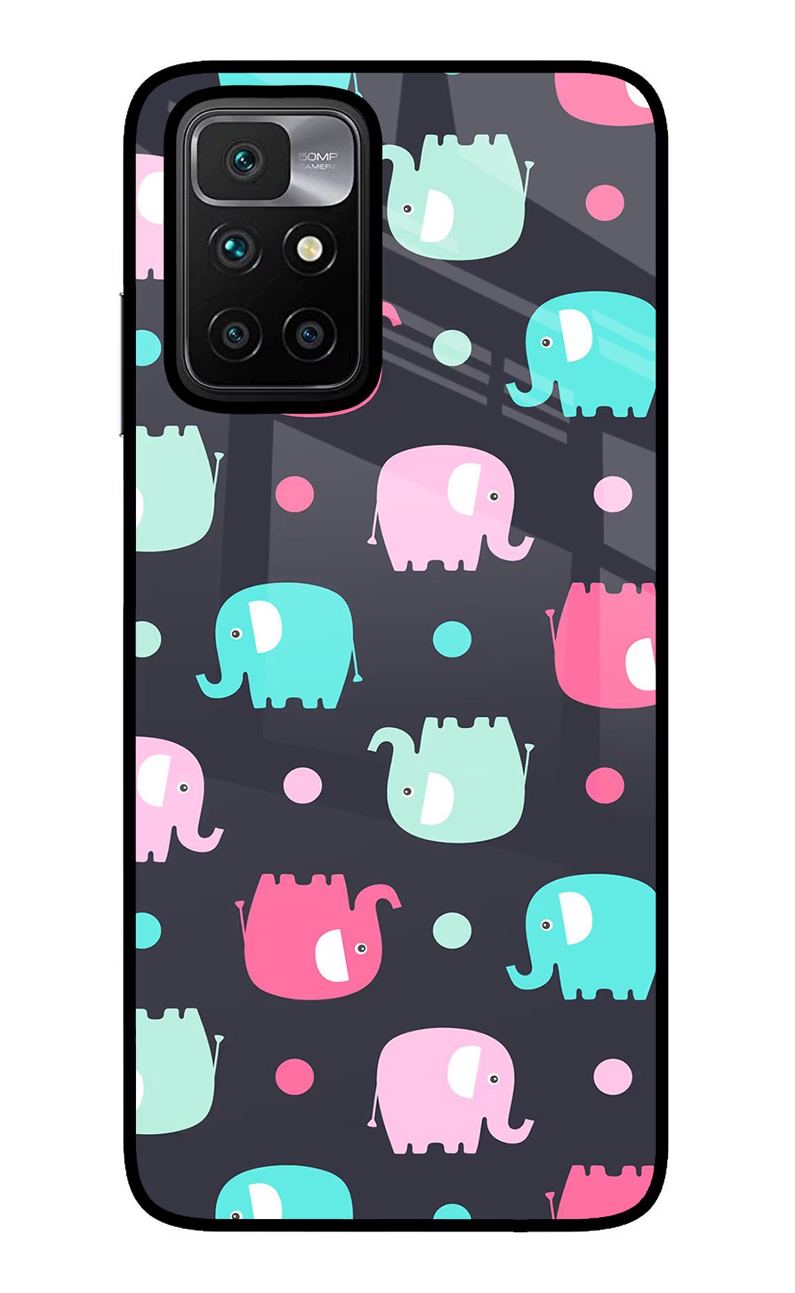 Elephants Redmi 10 Prime Back Cover - Elephants Redmi 10 Prime Glass Case Back Cover by Casekaro Elephants Redmi 10 Prime Glass Case Back Cover by Casekaro