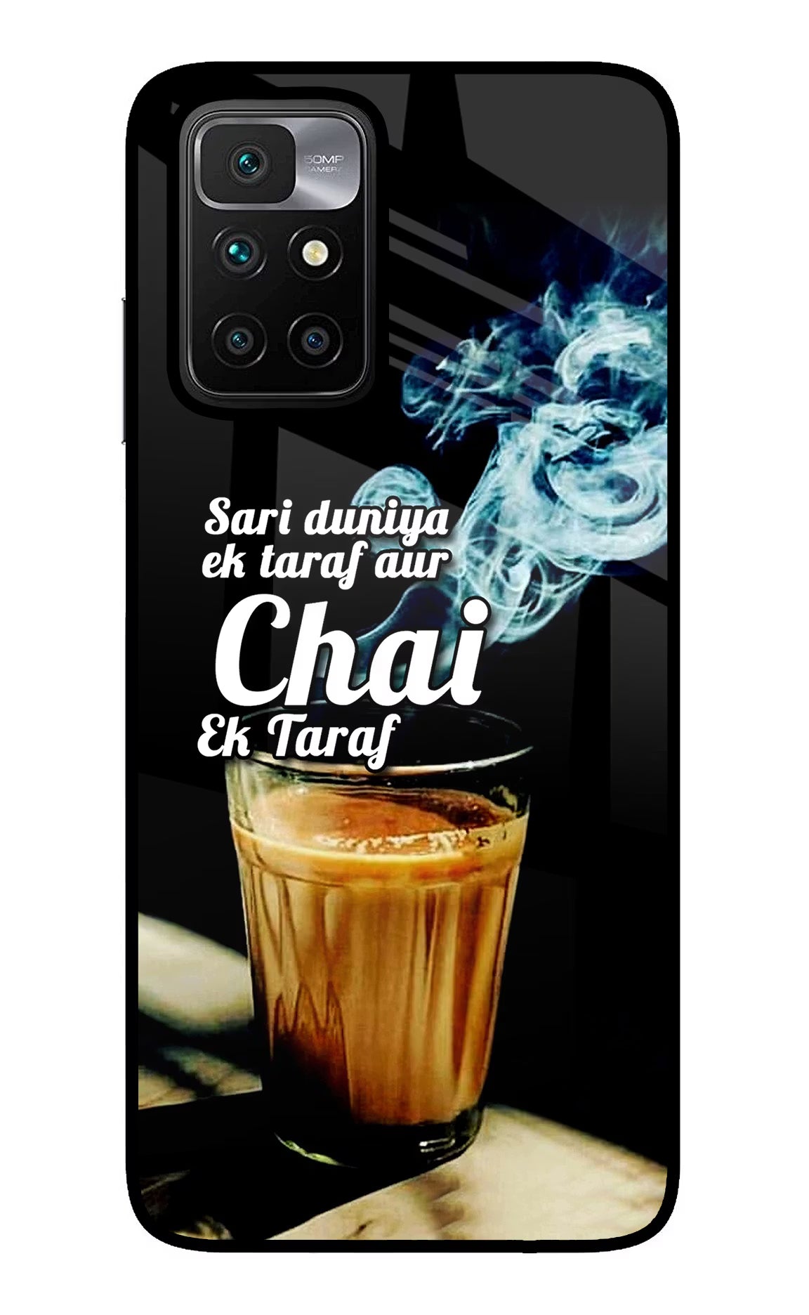 Chai Ek Taraf Quote Redmi 10 Prime Glass Case - Chai Ek Taraf Quote Redmi 10 Prime Glass Case Chai Ek Taraf Quote Redmi 10 Prime Glass Case