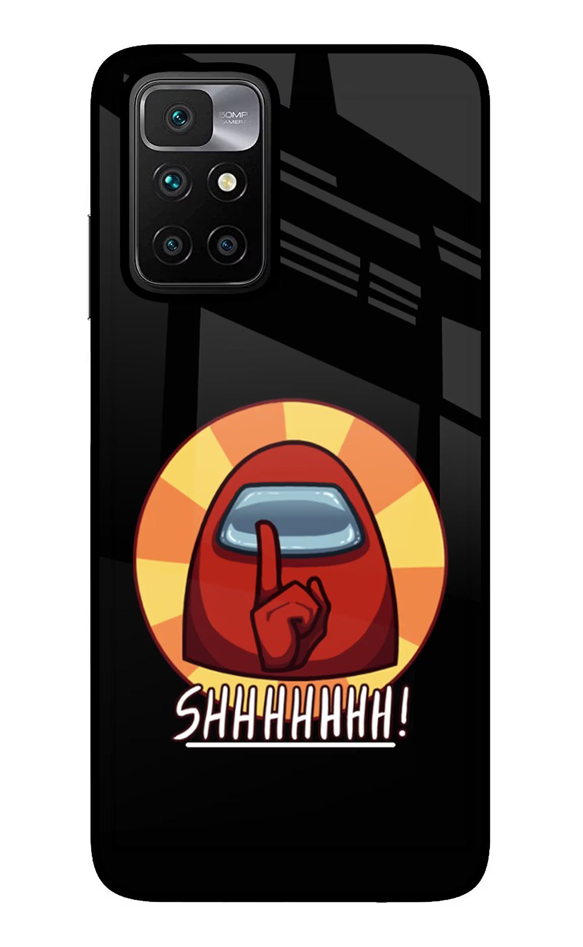 Among Us Shhh! Redmi 10 Prime Back Cover - Among Us Shhh! Redmi 10 Prime Glass Case Back Cover by Casekaro Among Us Shhh! Redmi 10 Prime Glass Case Back Cover by Casekaro